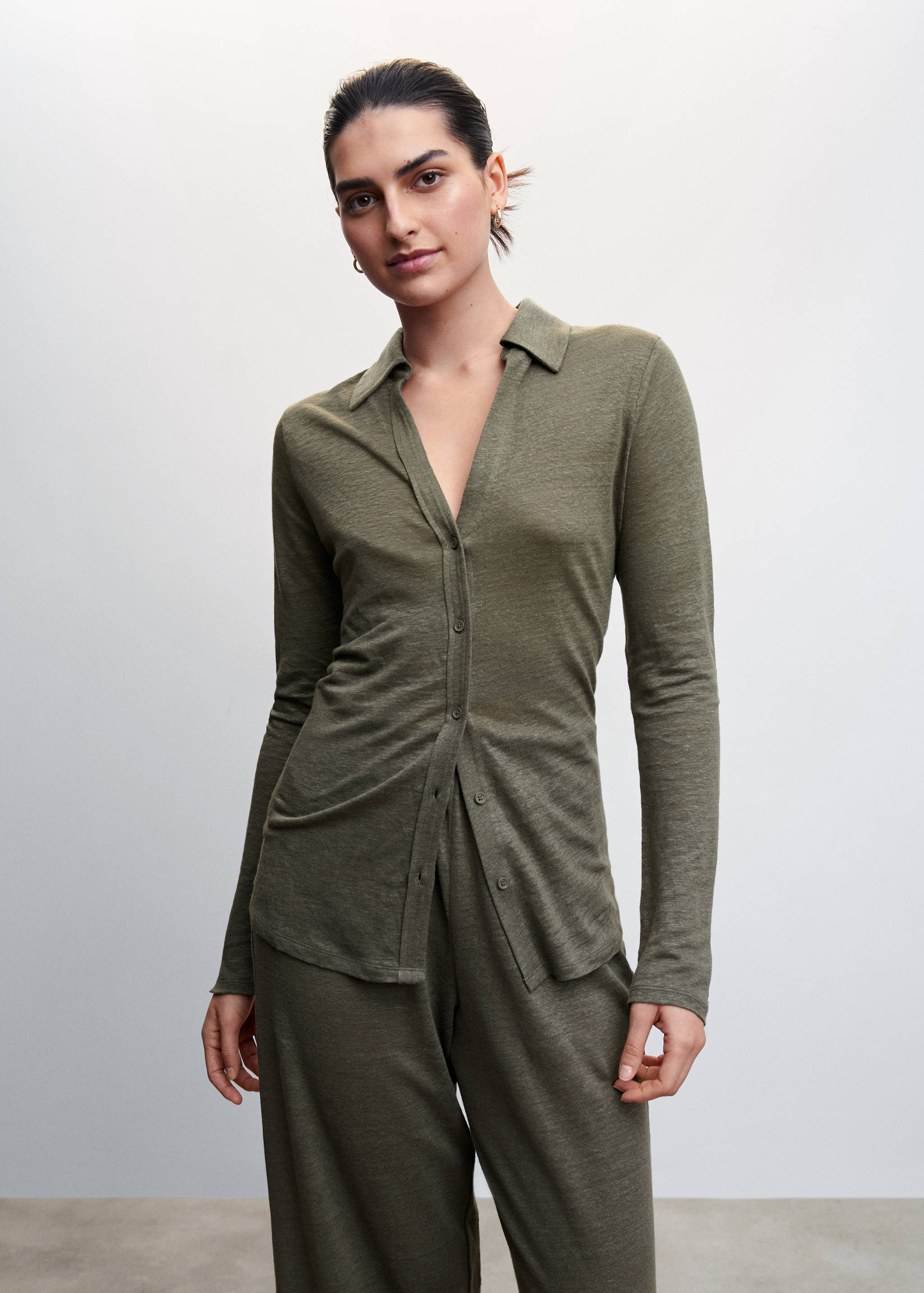 100% linen wideleg trousers - Details of the article 1