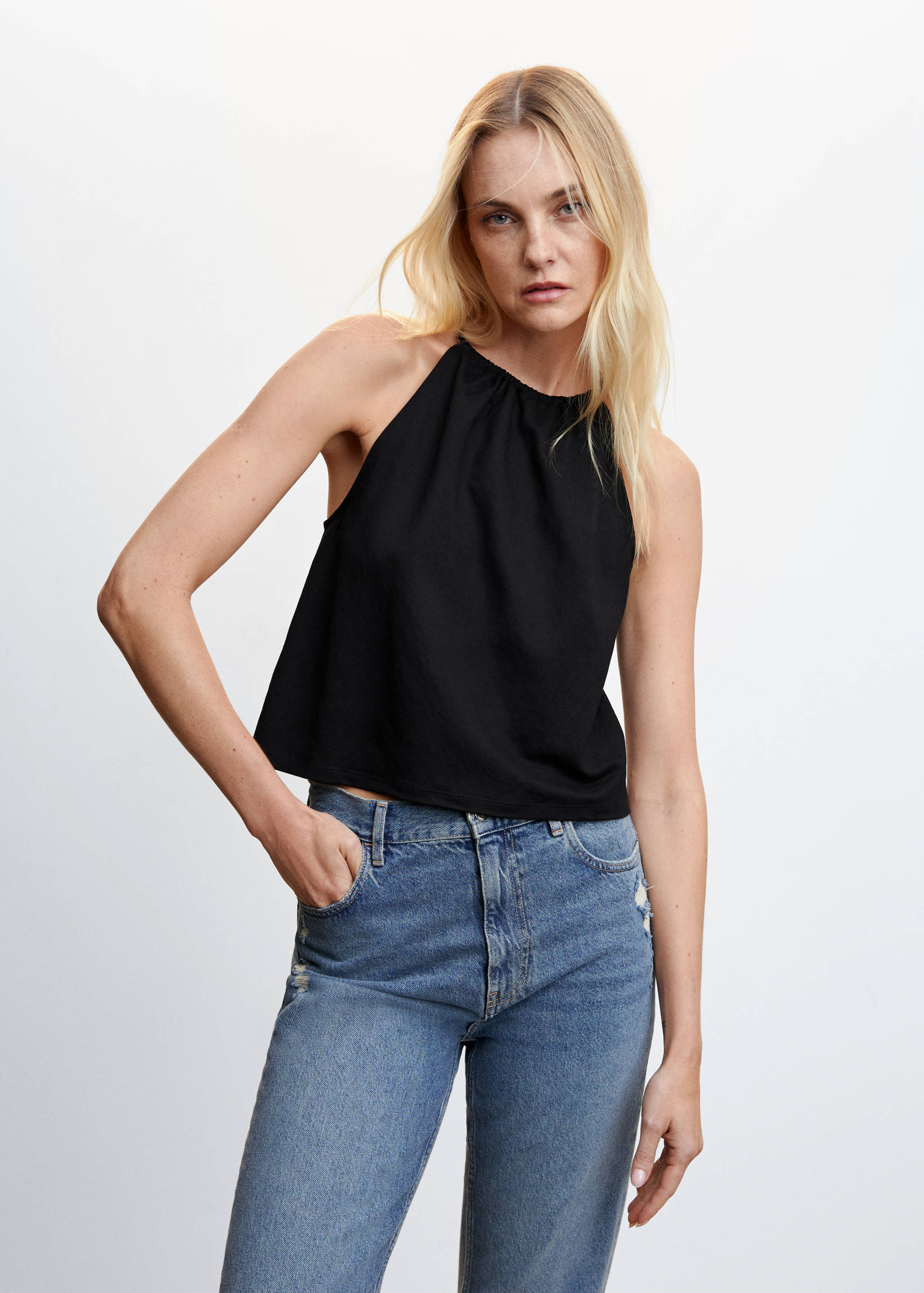 Crop top halter neck - Medium plane