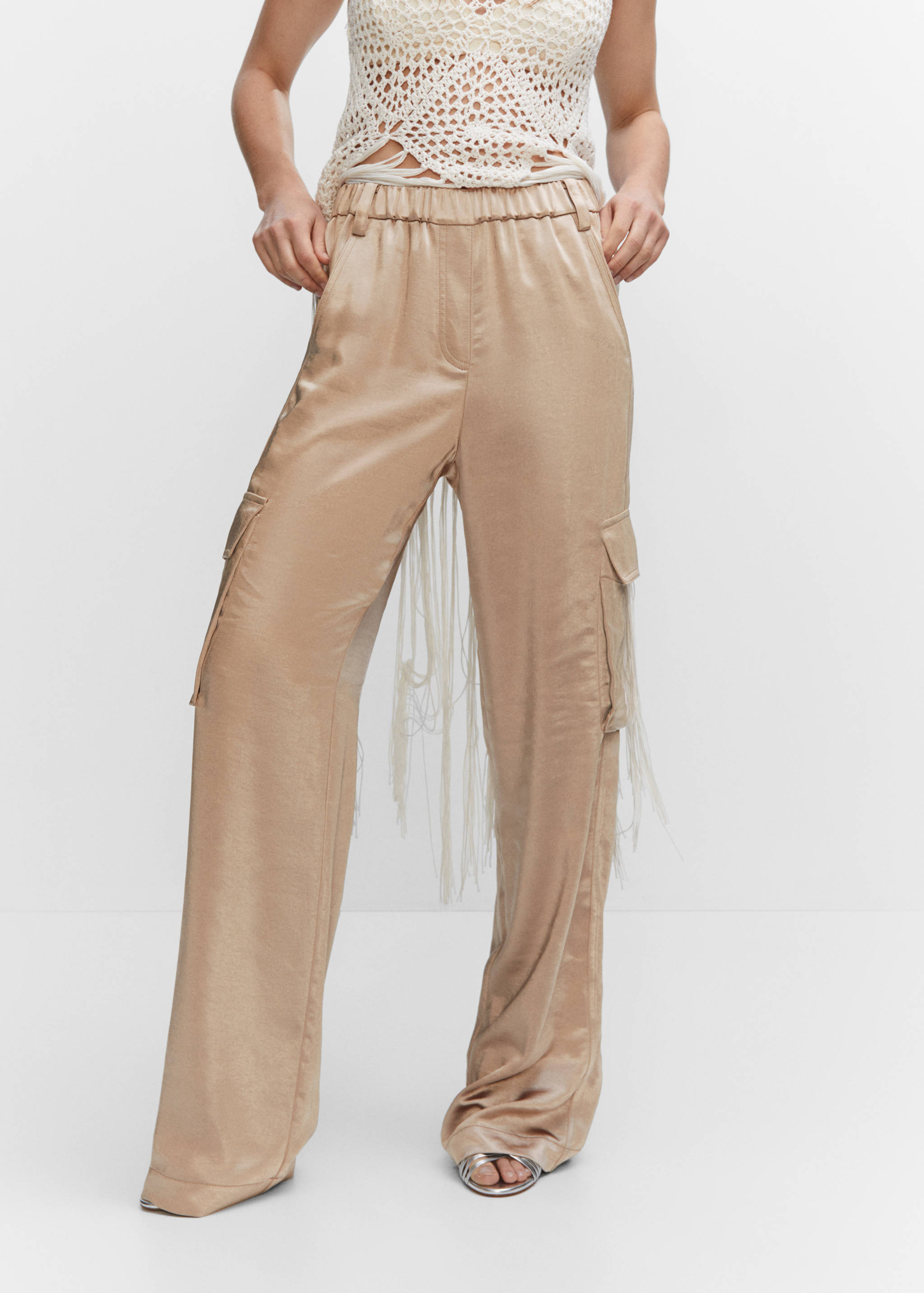 Satin cargo trousers - Medium plane