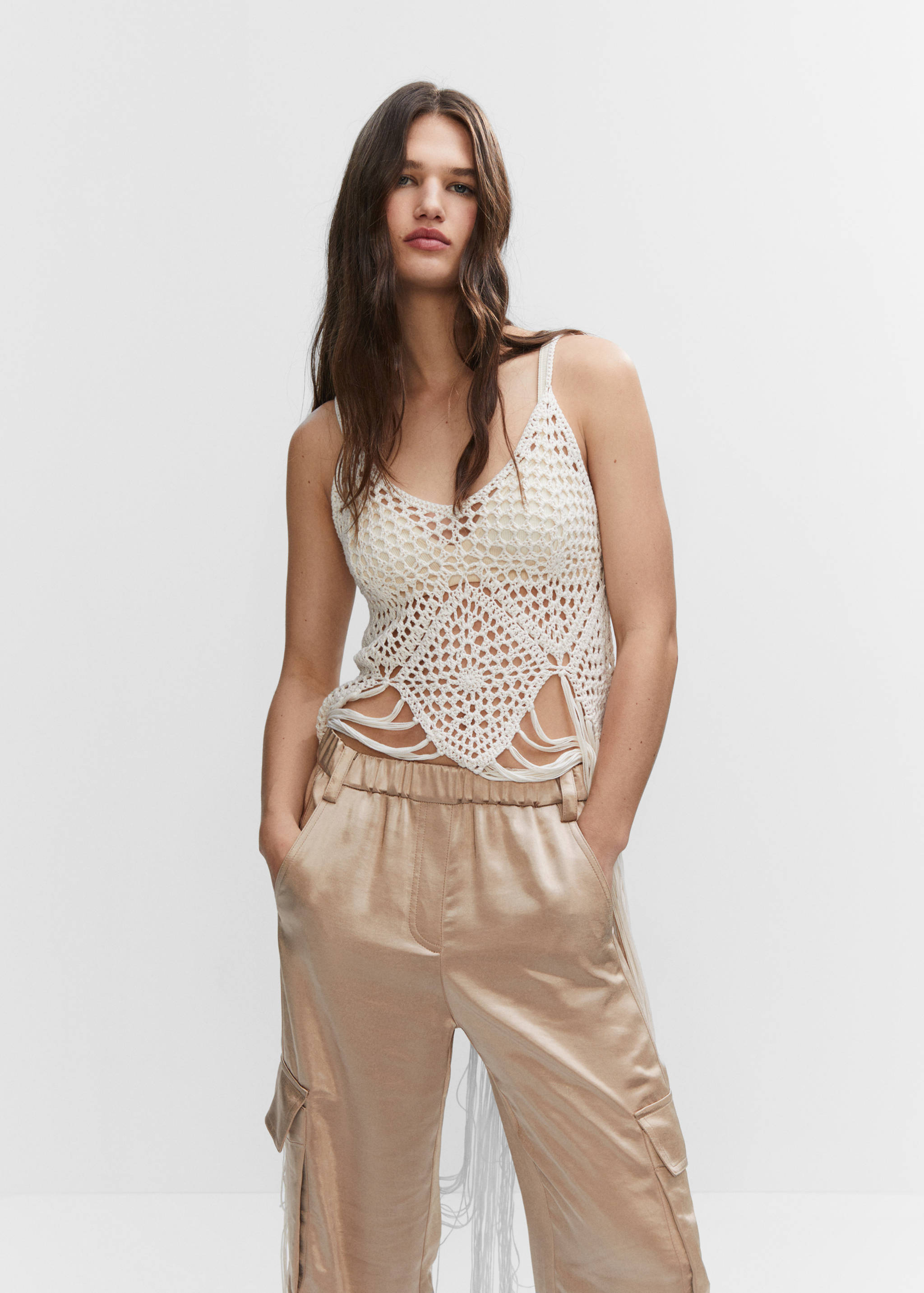 Satin cargo trousers - Details of the article 1