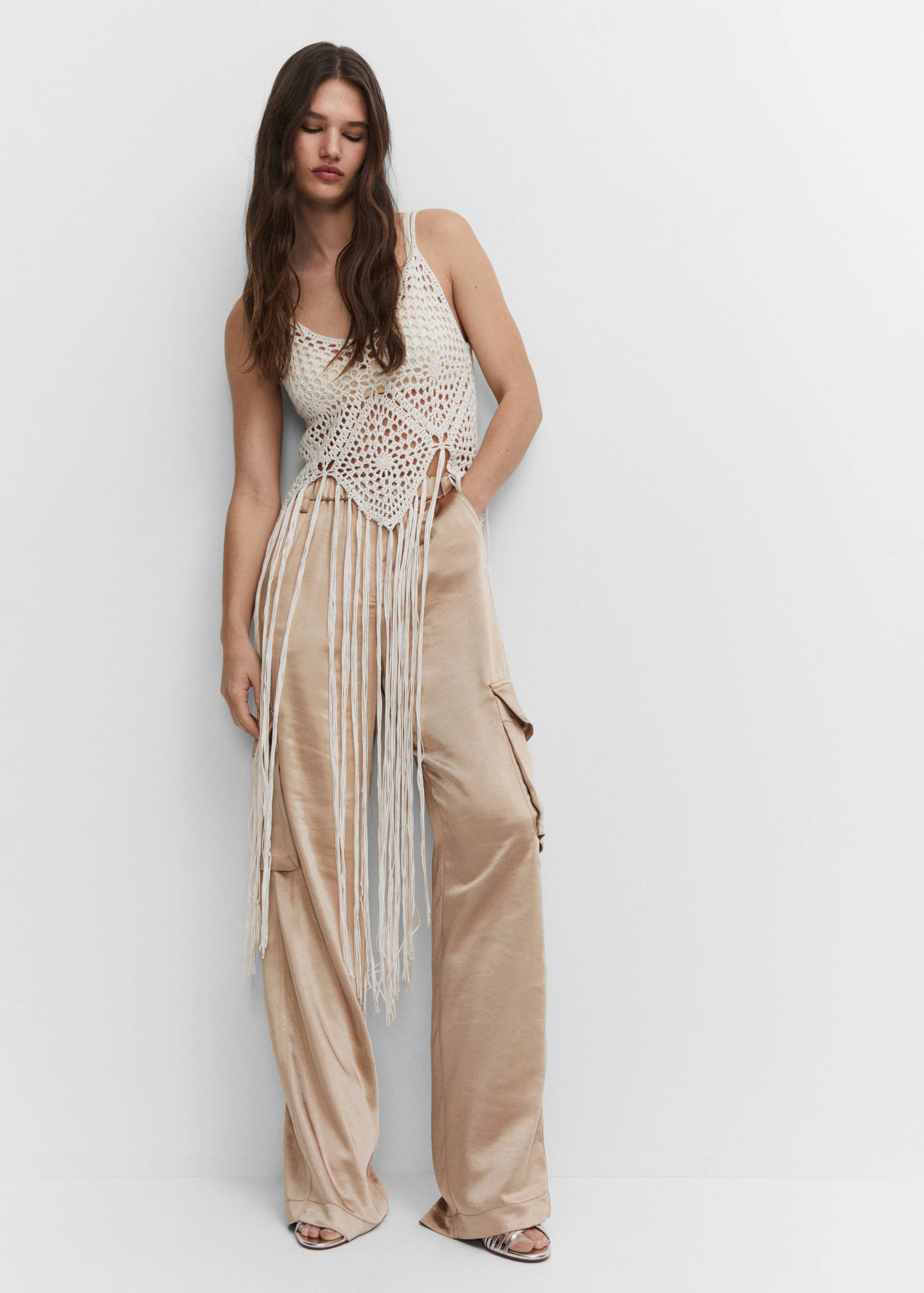 Satin cargo trousers - Details of the article 2