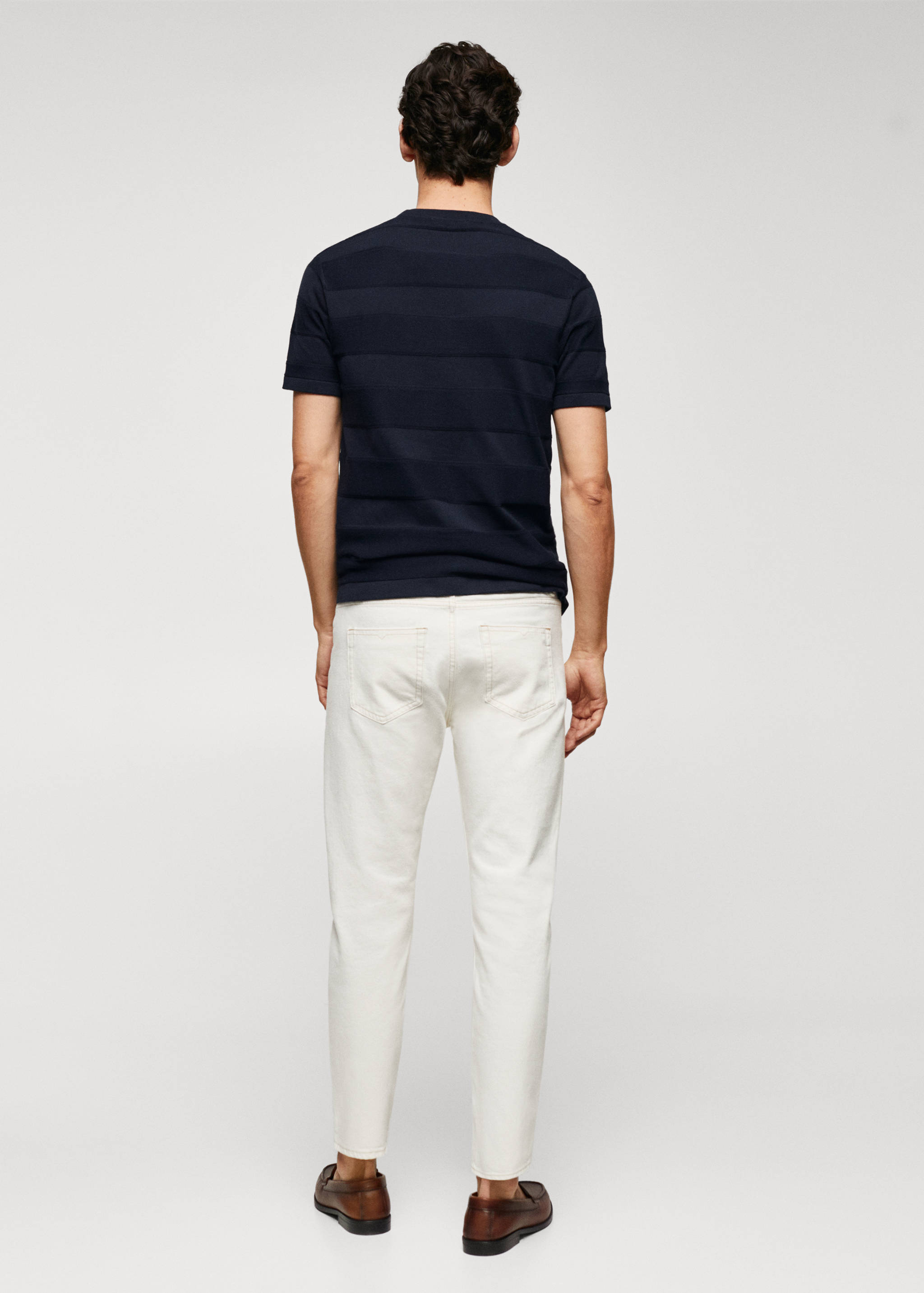 条纹结构棉质针织T恤 - null