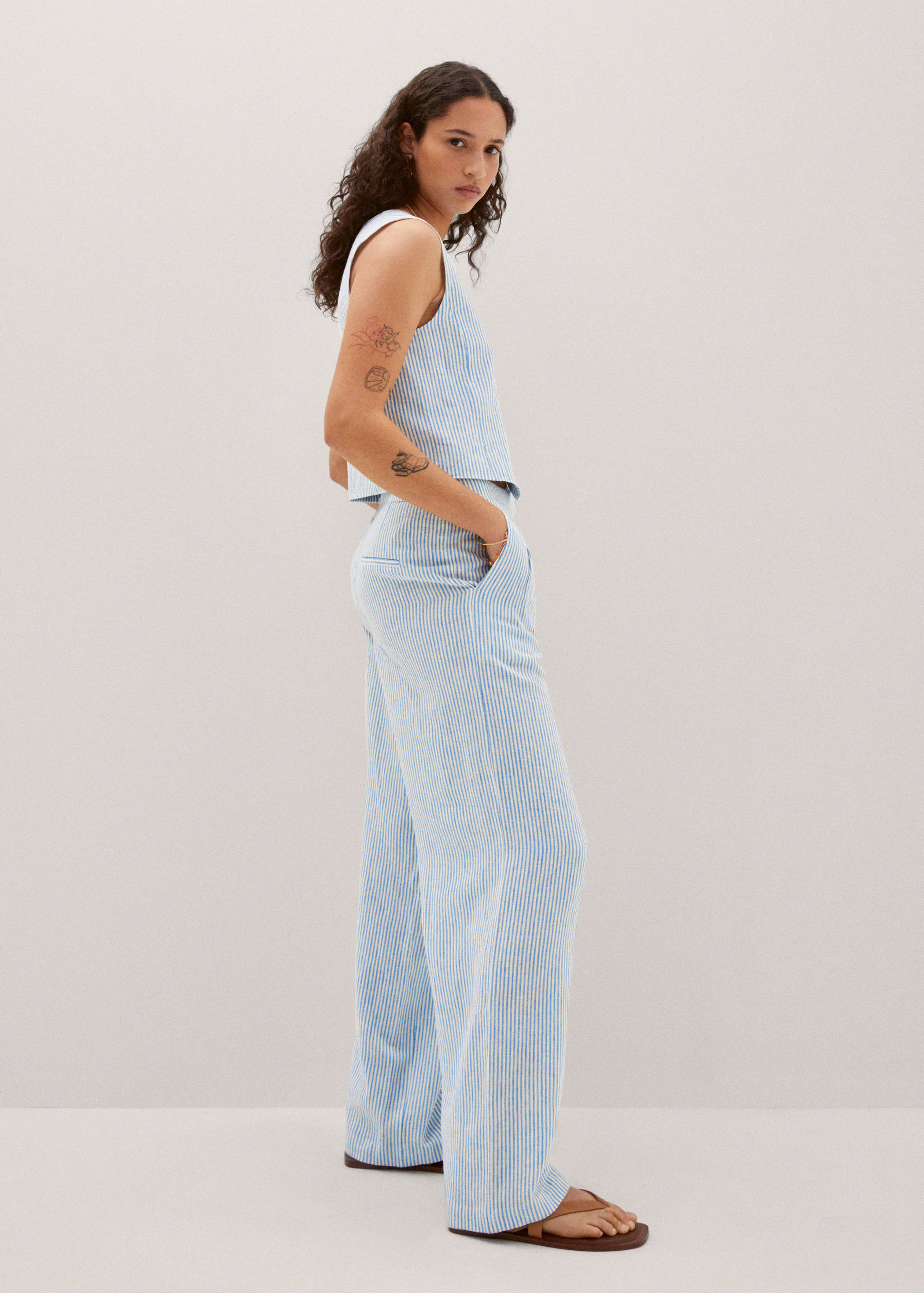 Pinstripe linen trousers - Details of the article 2