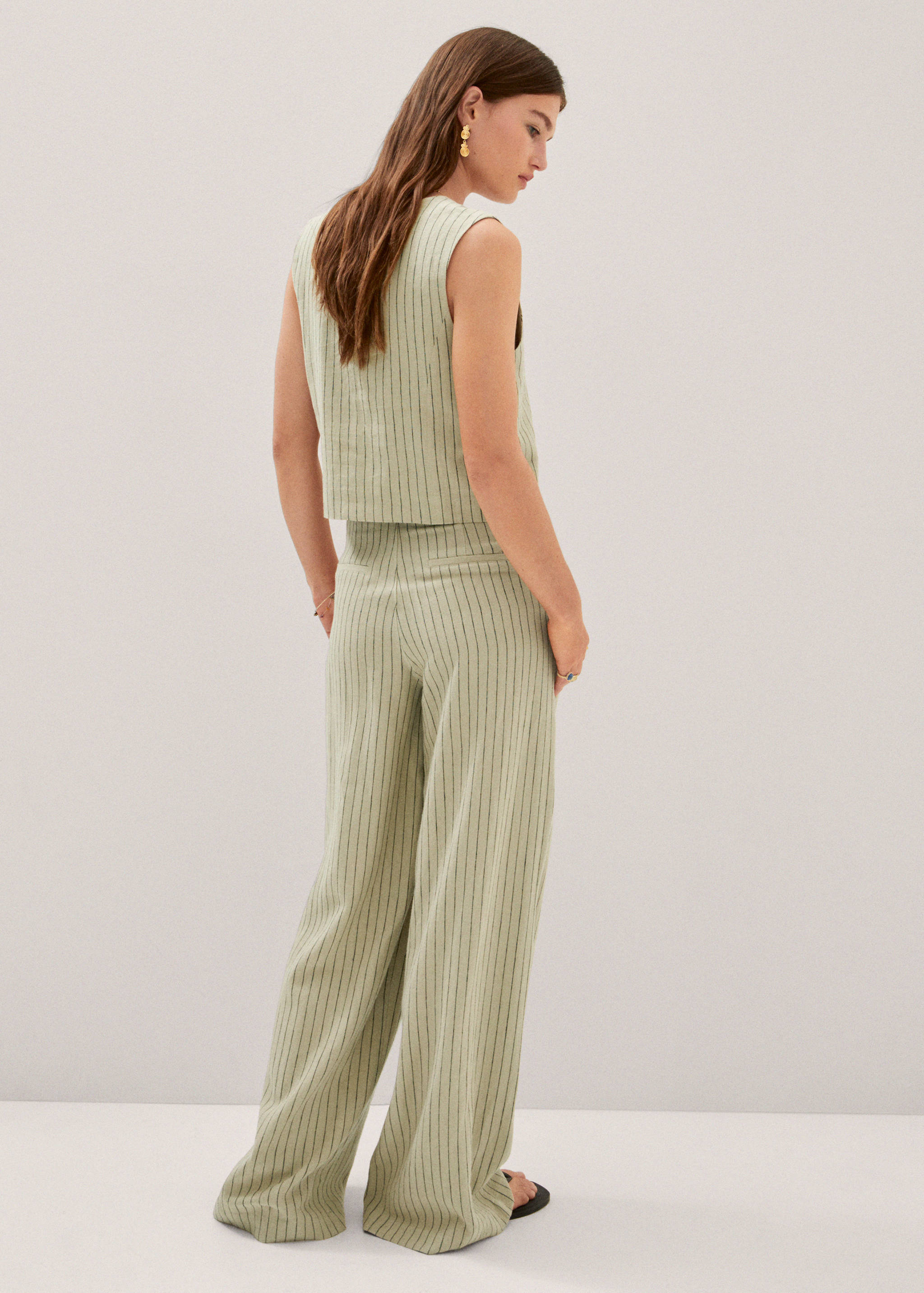 Pinstripe linen trousers - Reverse of the article