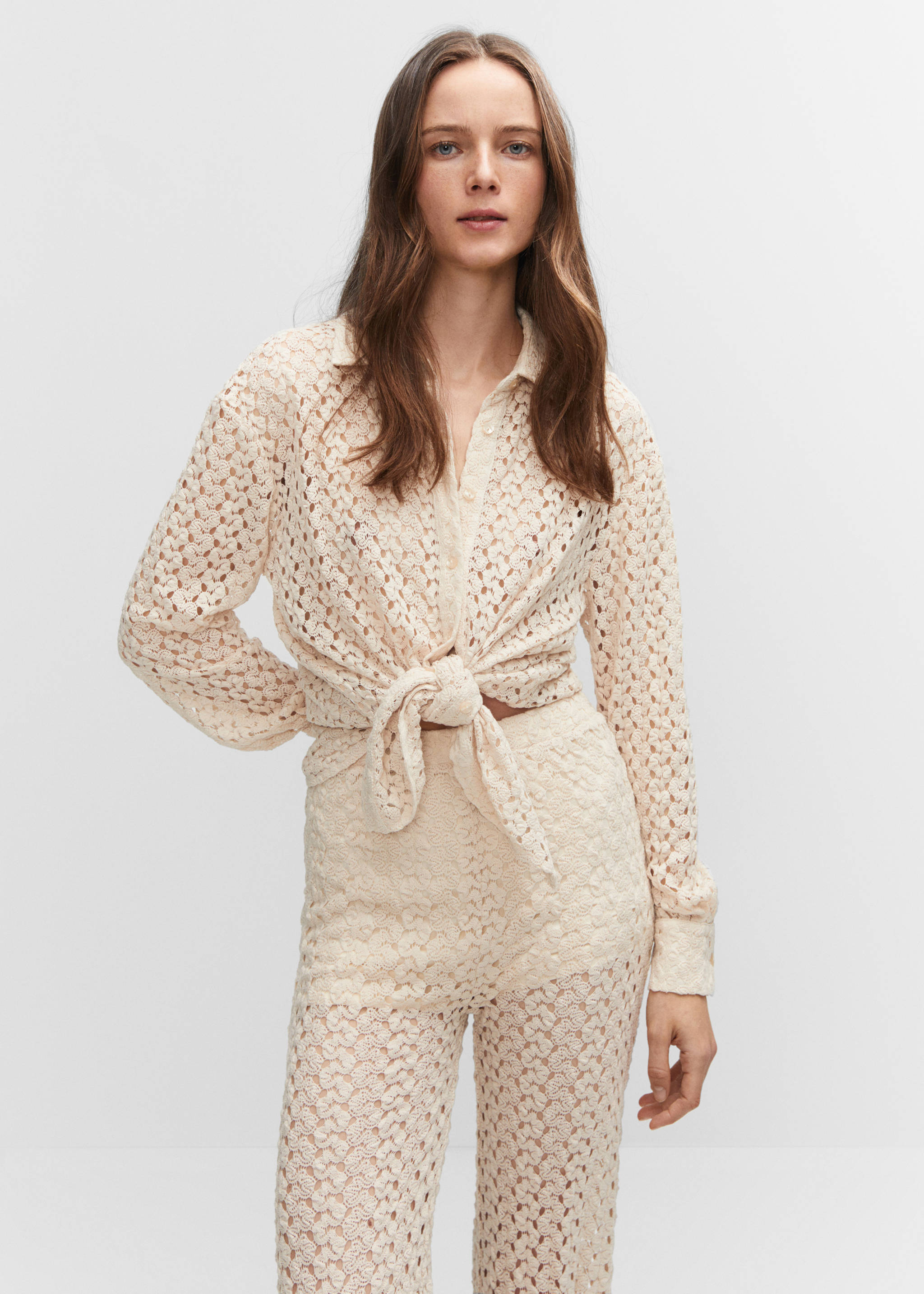 Straight crochet trousers - Medium plane