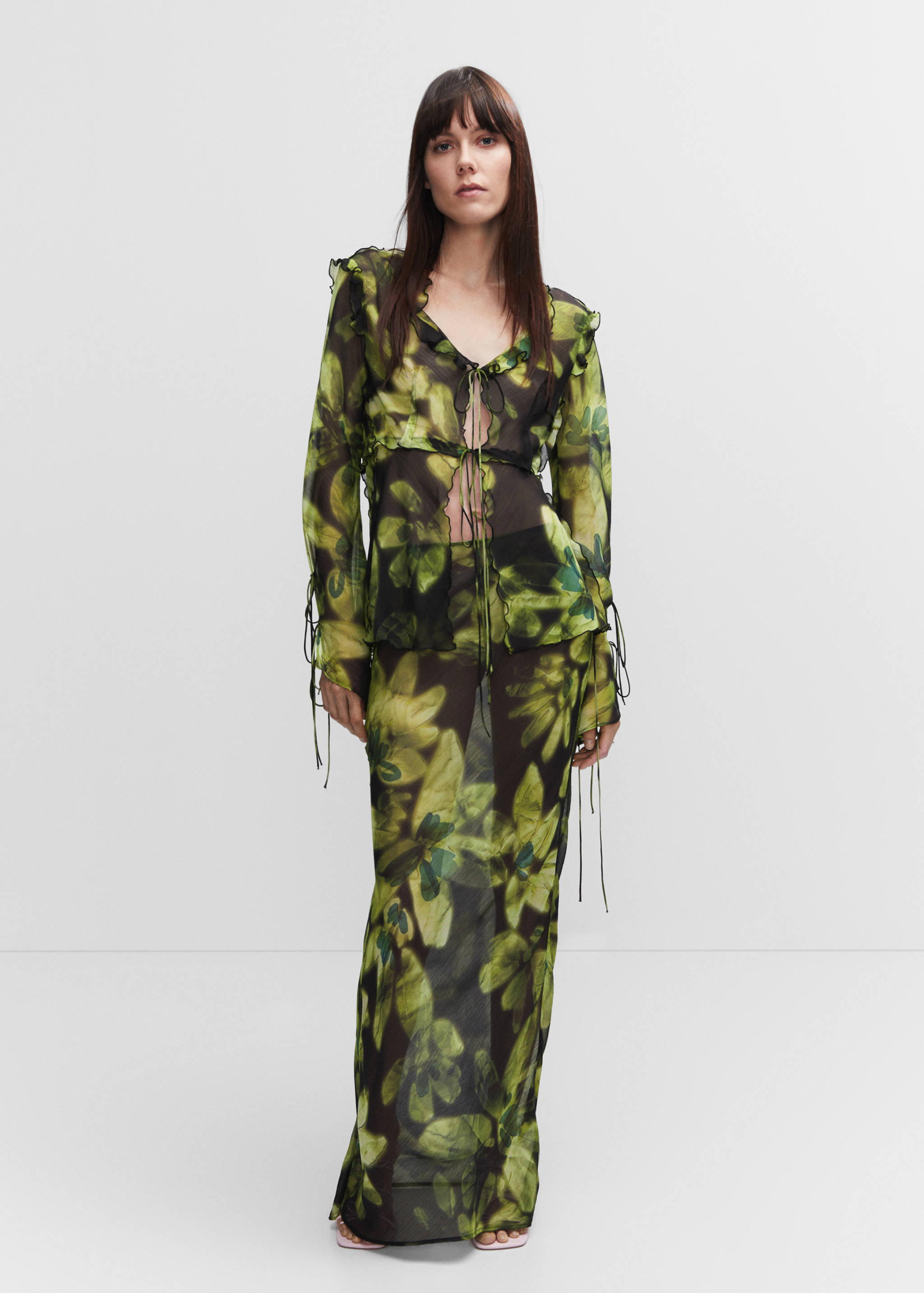 Floral chiffon blouse - General plane