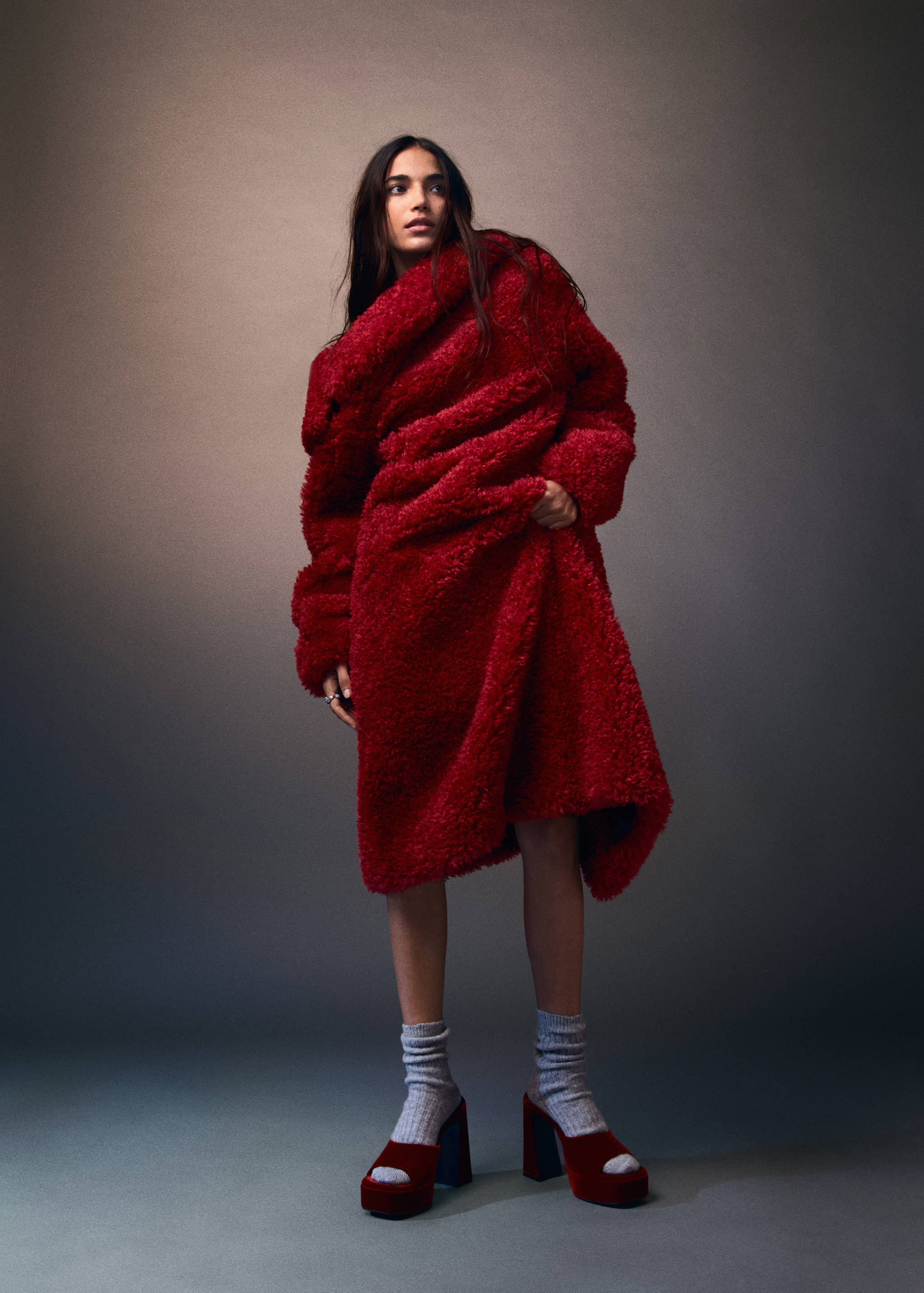 Platform velvet sandals - General plane