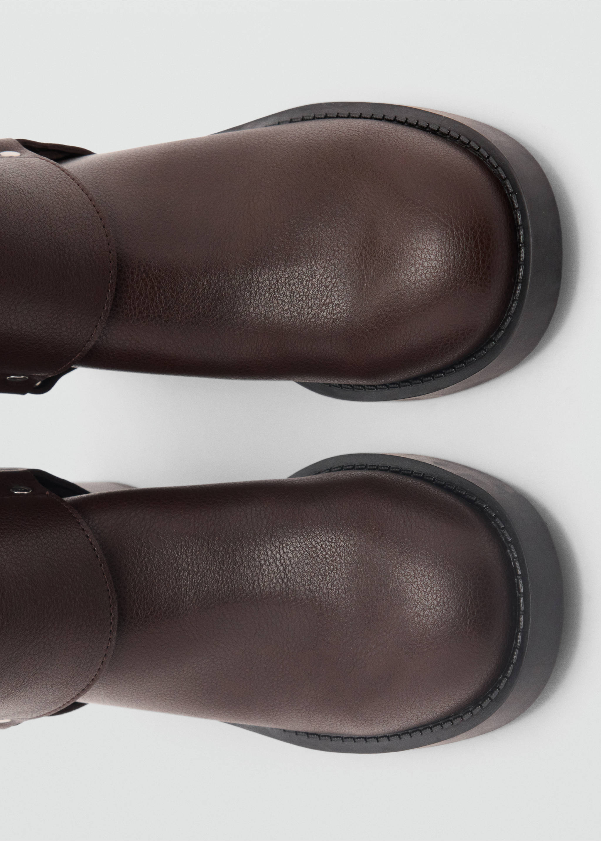 Close-up of dark brown ankle boots with rounded toes and chunky soles., Chocolate. Ref: 47081328-00.