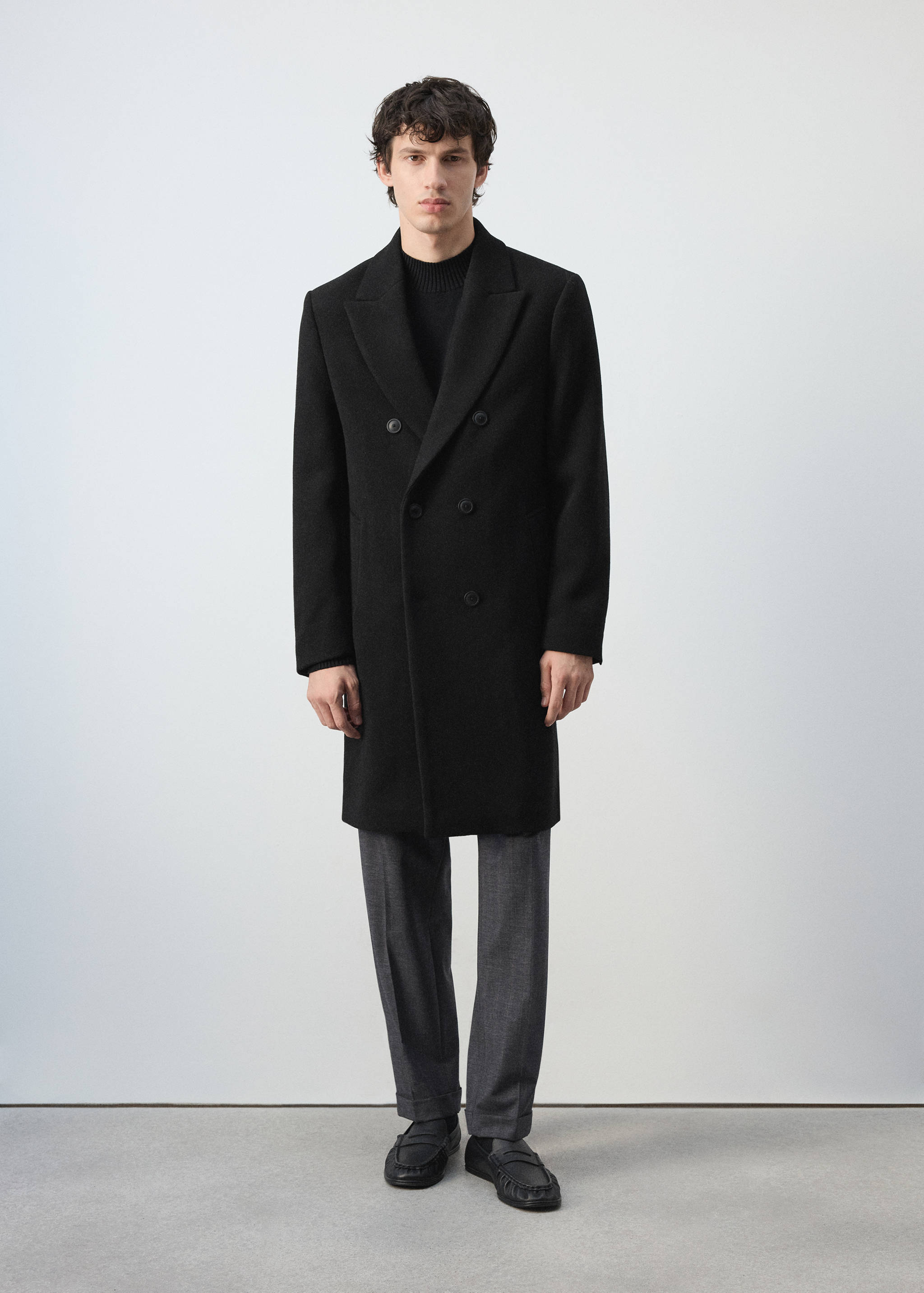 Manteau laine mélangée croisé - Plan général