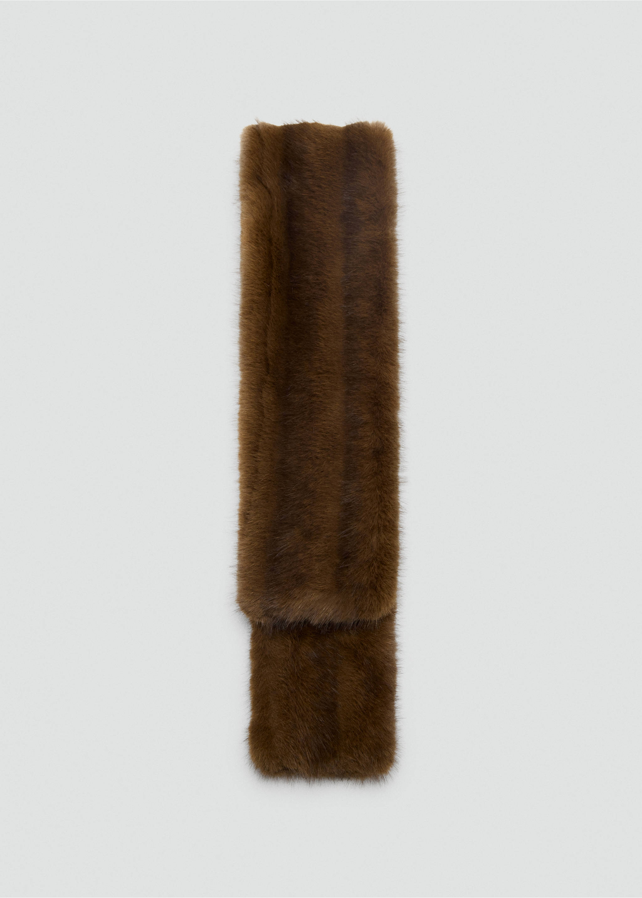 Brown faux-fur scarf in a soft, textured finish., Chocolate. Ref: 47081357-00.