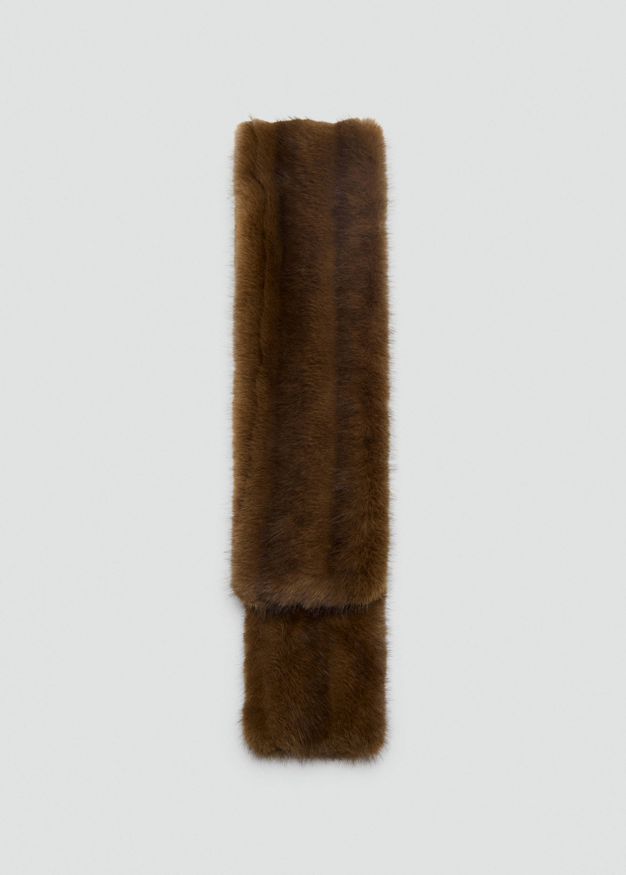 Brown faux-fur scarf in a soft, textured finish.