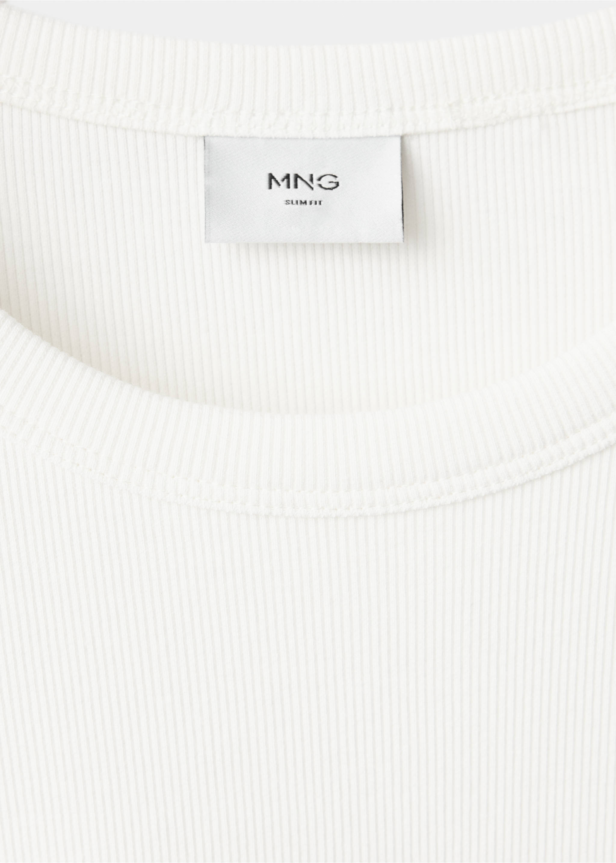 Slim-Fit-Ripp-T-Shirt aus Baumwolle - Detail des Artikels 8, Weiß. Ref: 47081474-00.