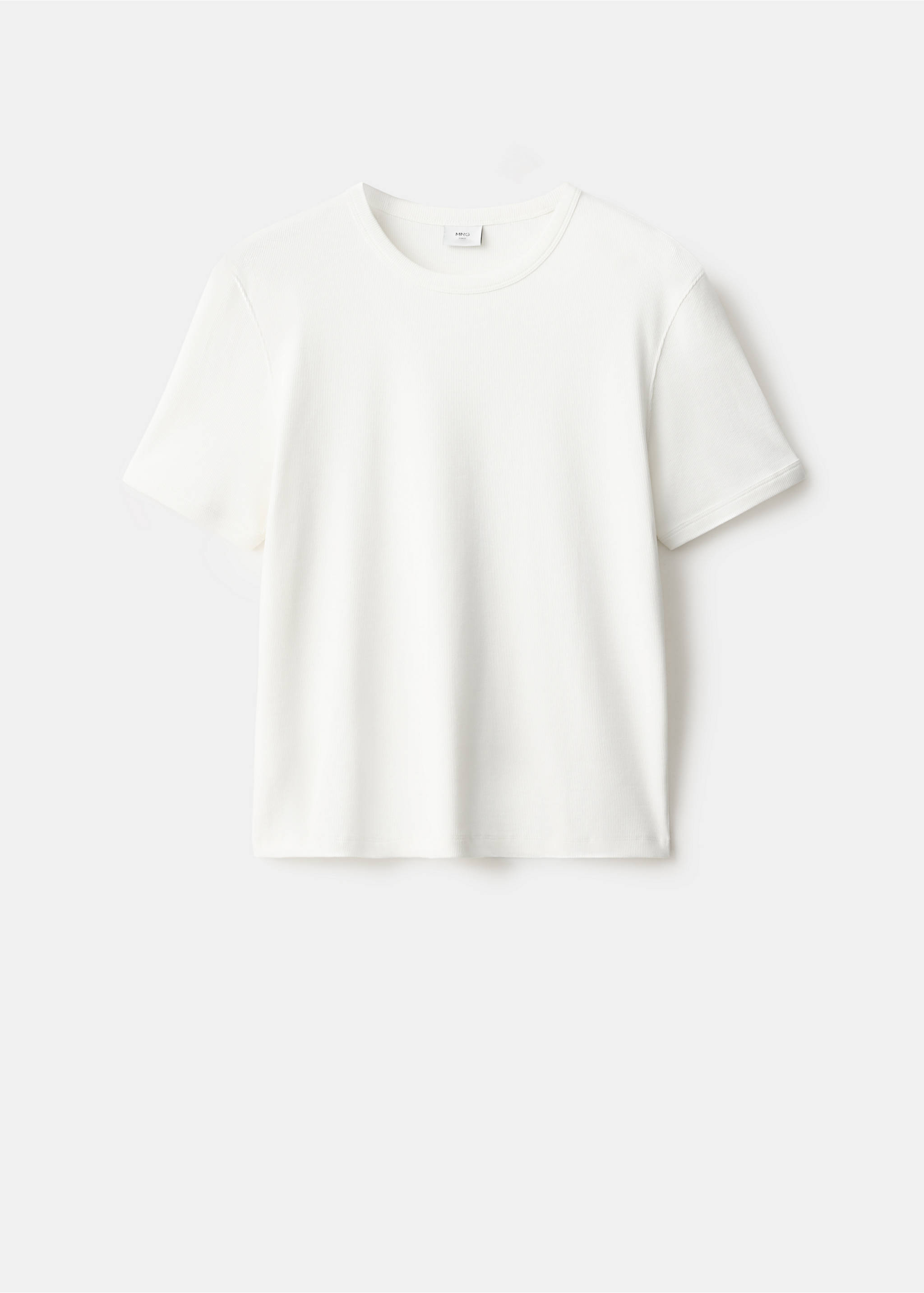 Slim-Fit-Ripp-T-Shirt aus Baumwolle - Artikel ohne Model, Weiß. Ref: 47081474-00.
