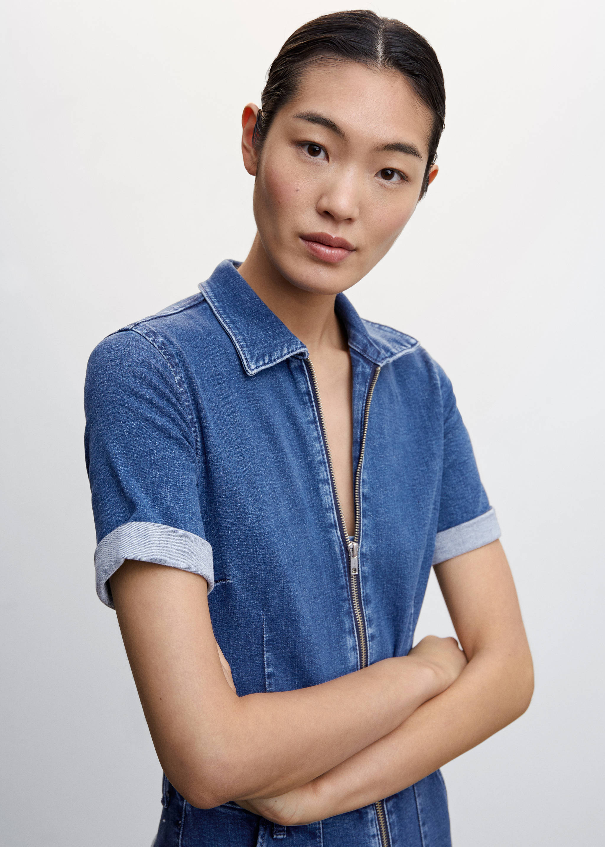 Denim zipper jumpsuit - Details of the article 1