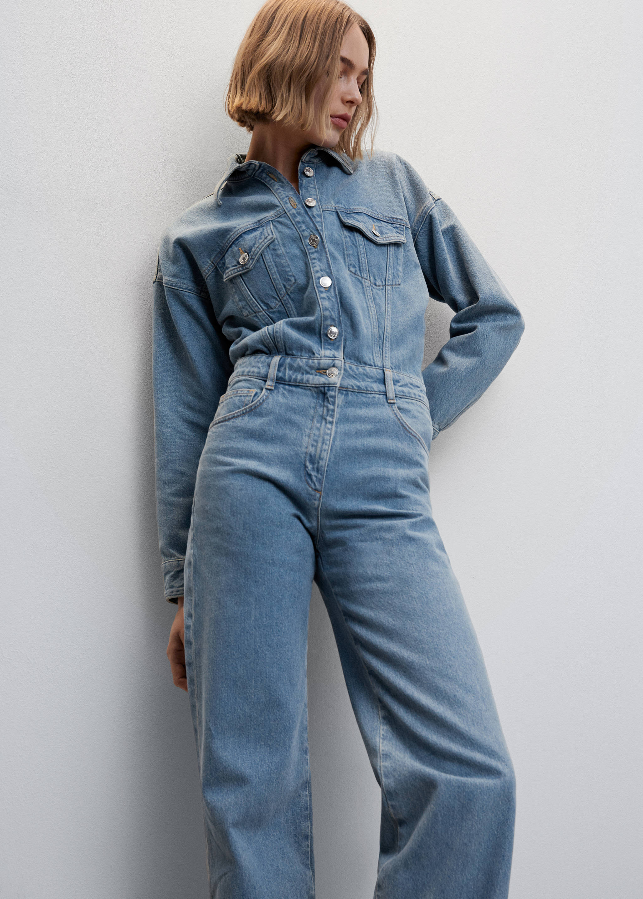 Lange denim jumpsuit - Middenvlak