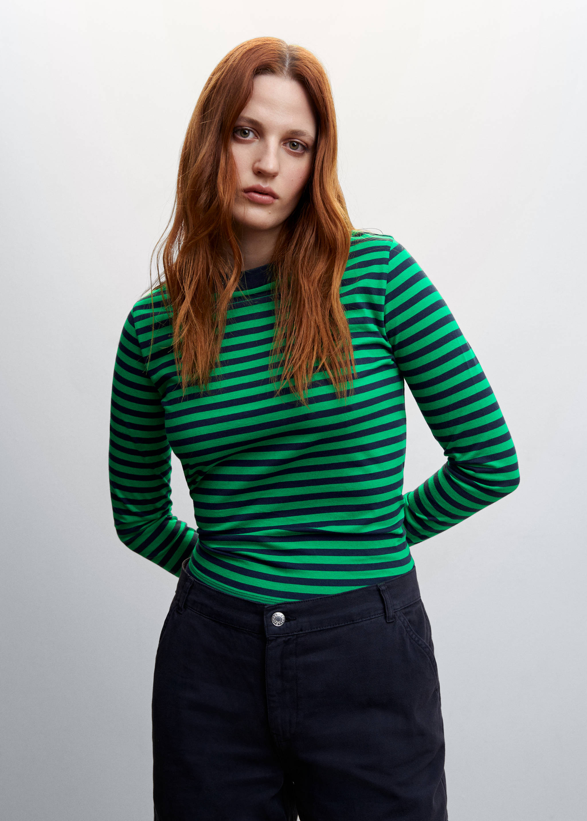 Striped 100% cotton t-shirt - Medium plane