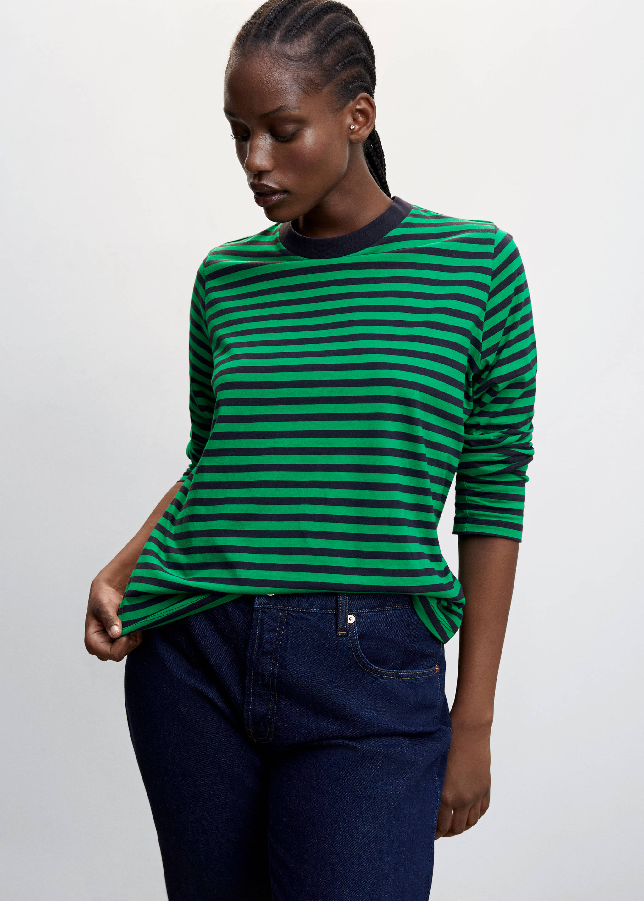 Striped 100% cotton t-shirt - Details of the article 4