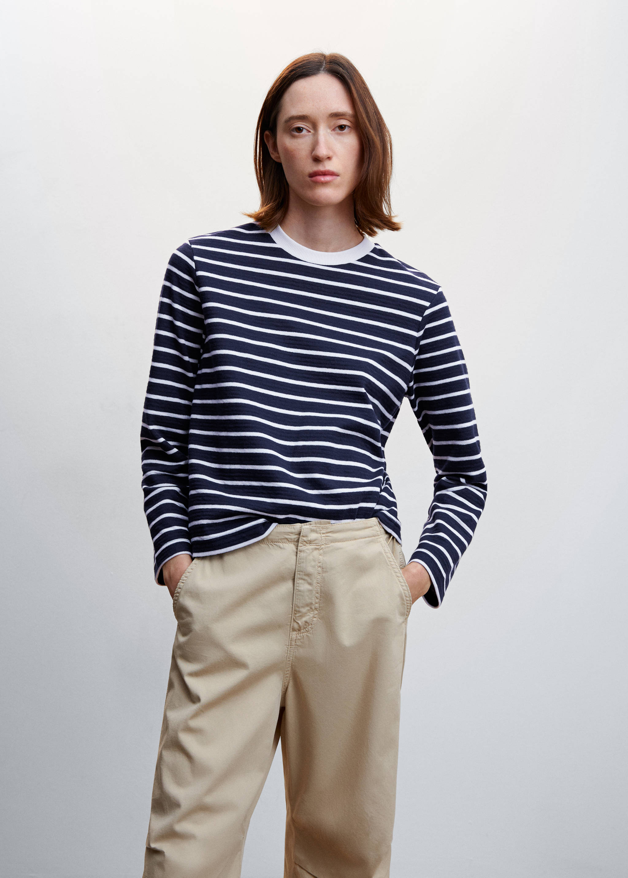 T-shirt coton à rayures - Plan moyen