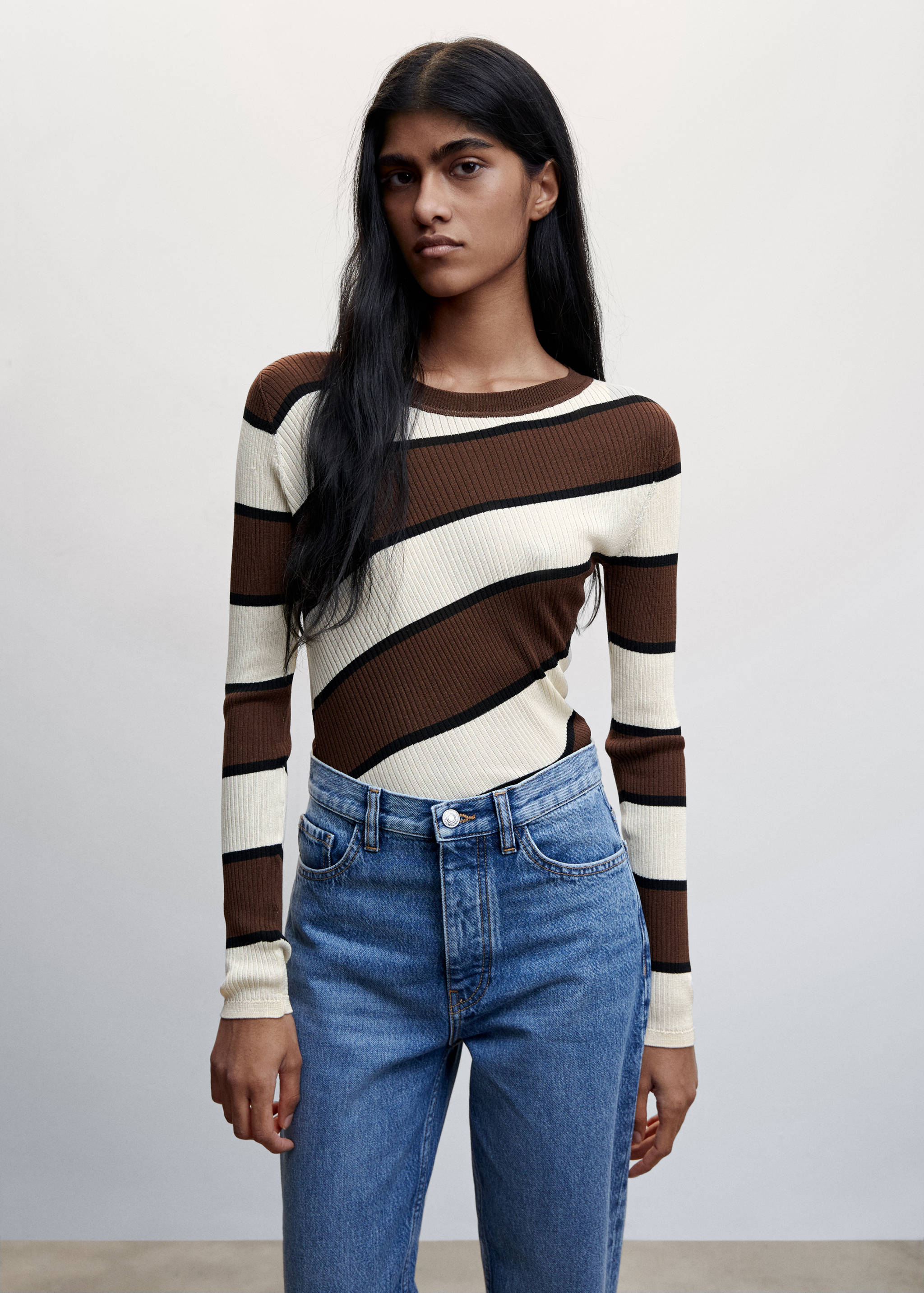Striped rib sweater - Medium plane