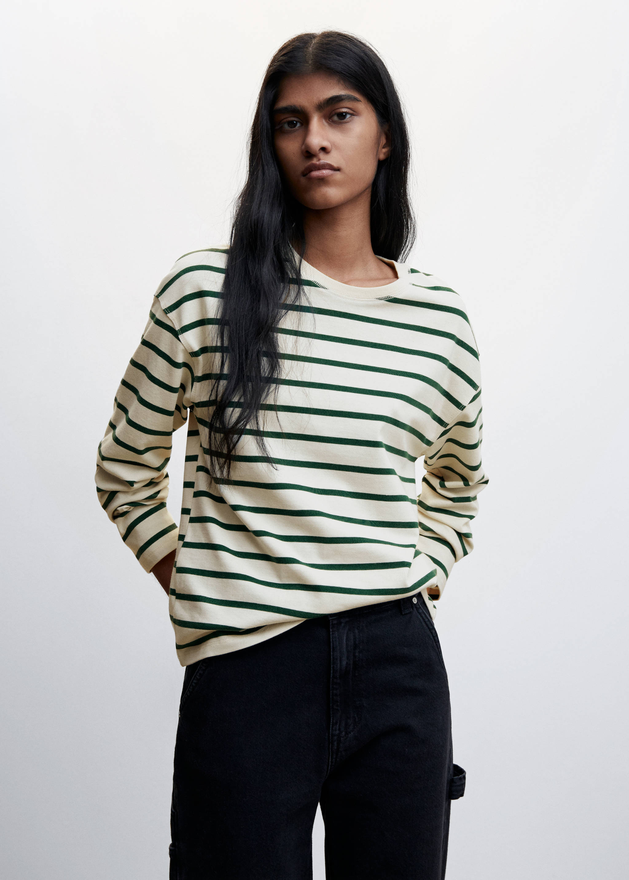 Striped cotton-blend sweatshirt - Medium plane