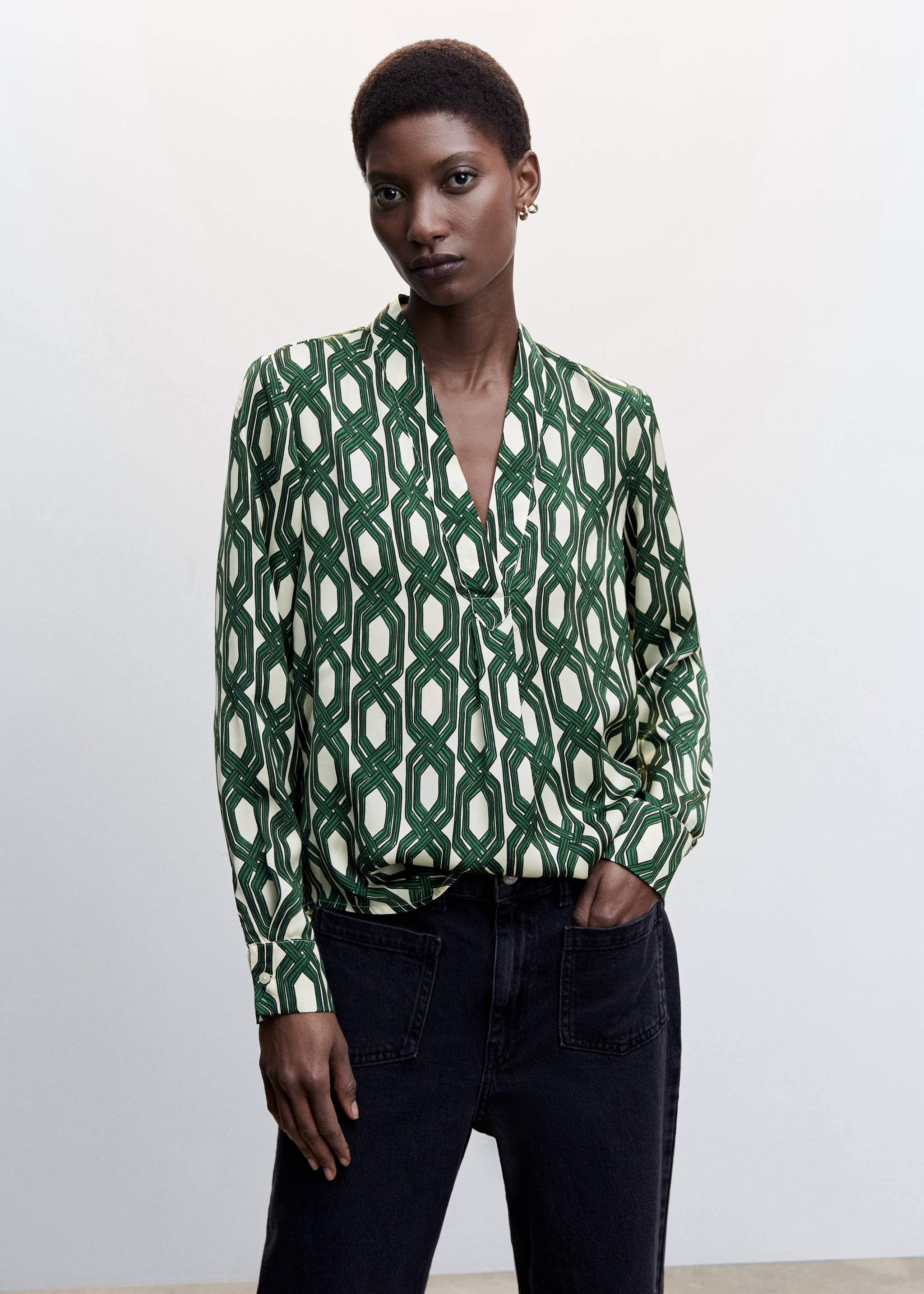 Geometric-print blouse - Medium plane