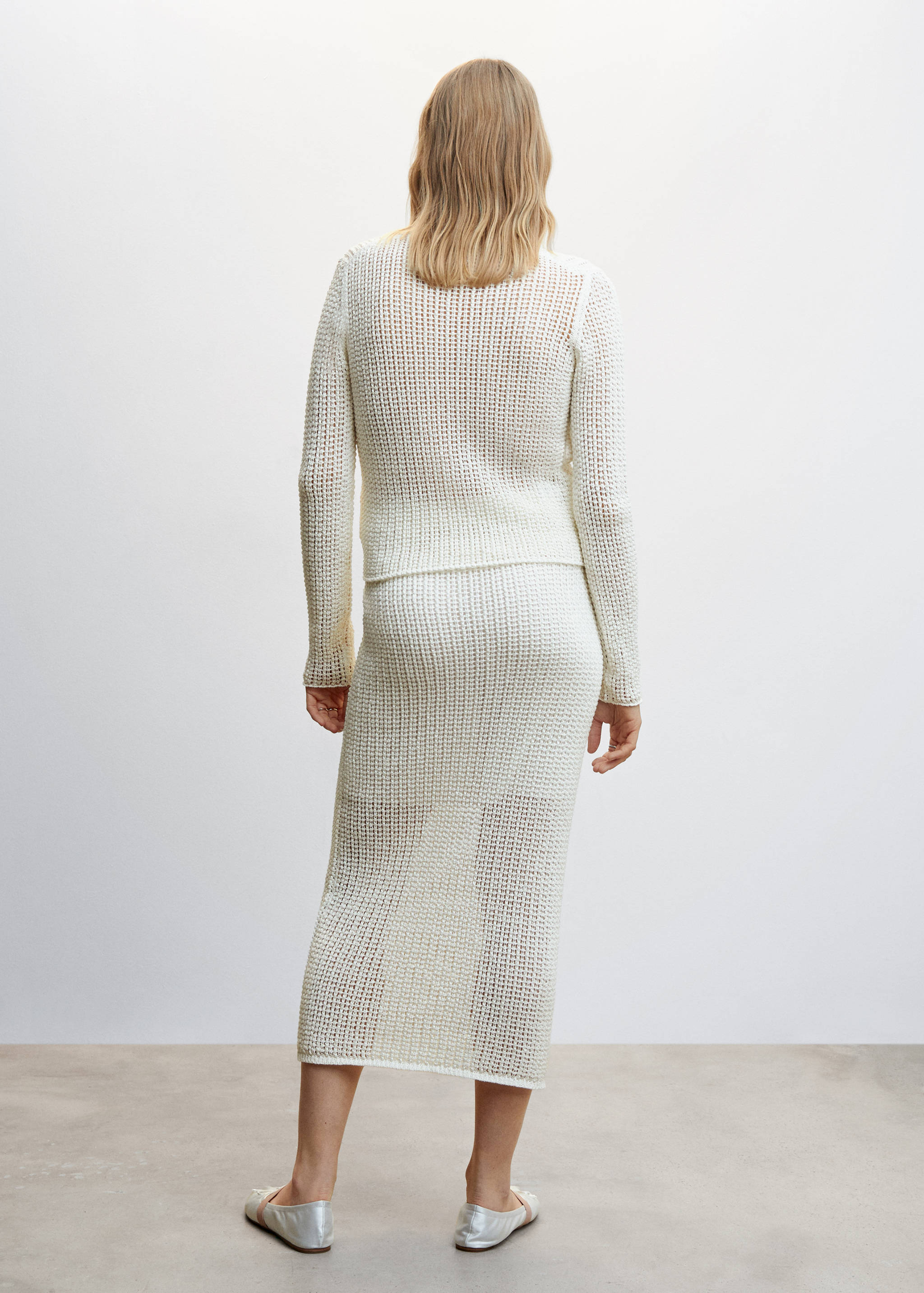 Openwork sweater with perkins collar - Reverse of the article