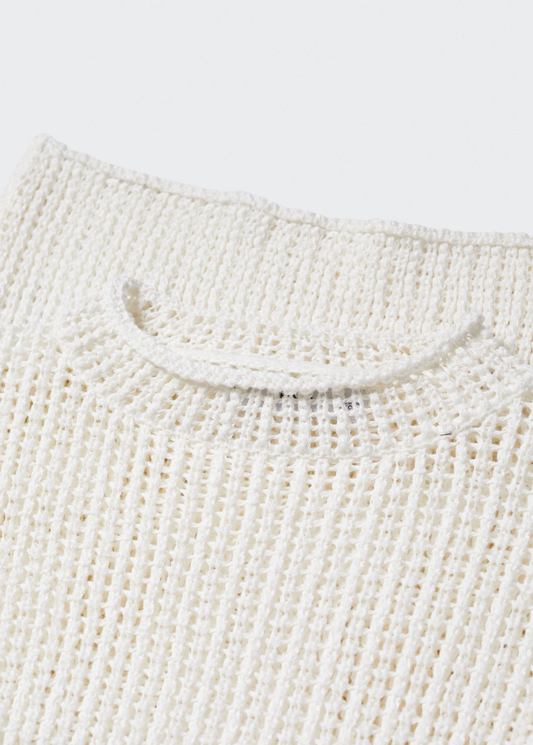 Openwork sweater with perkins collar - Details of the article 8