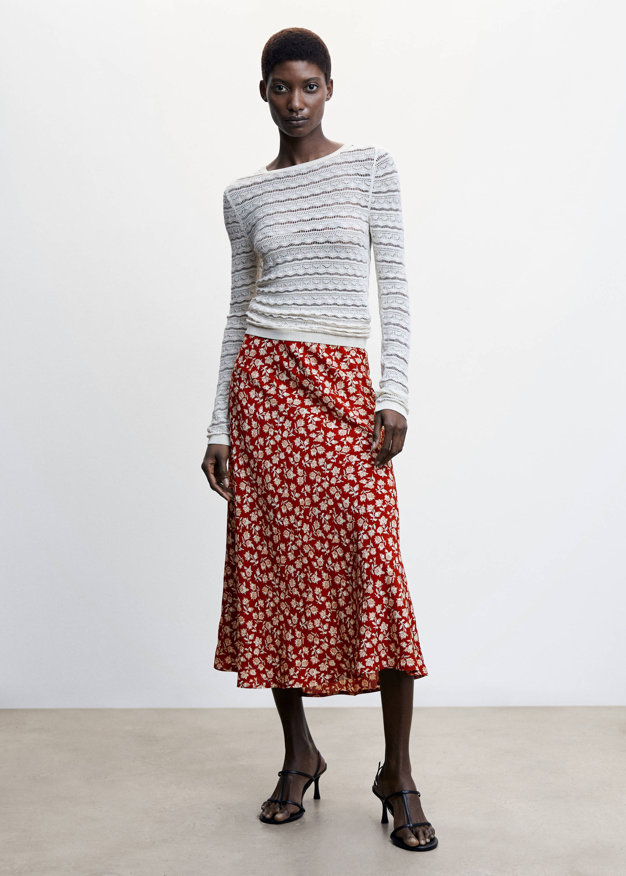 Flowers midi skirt - General plane
