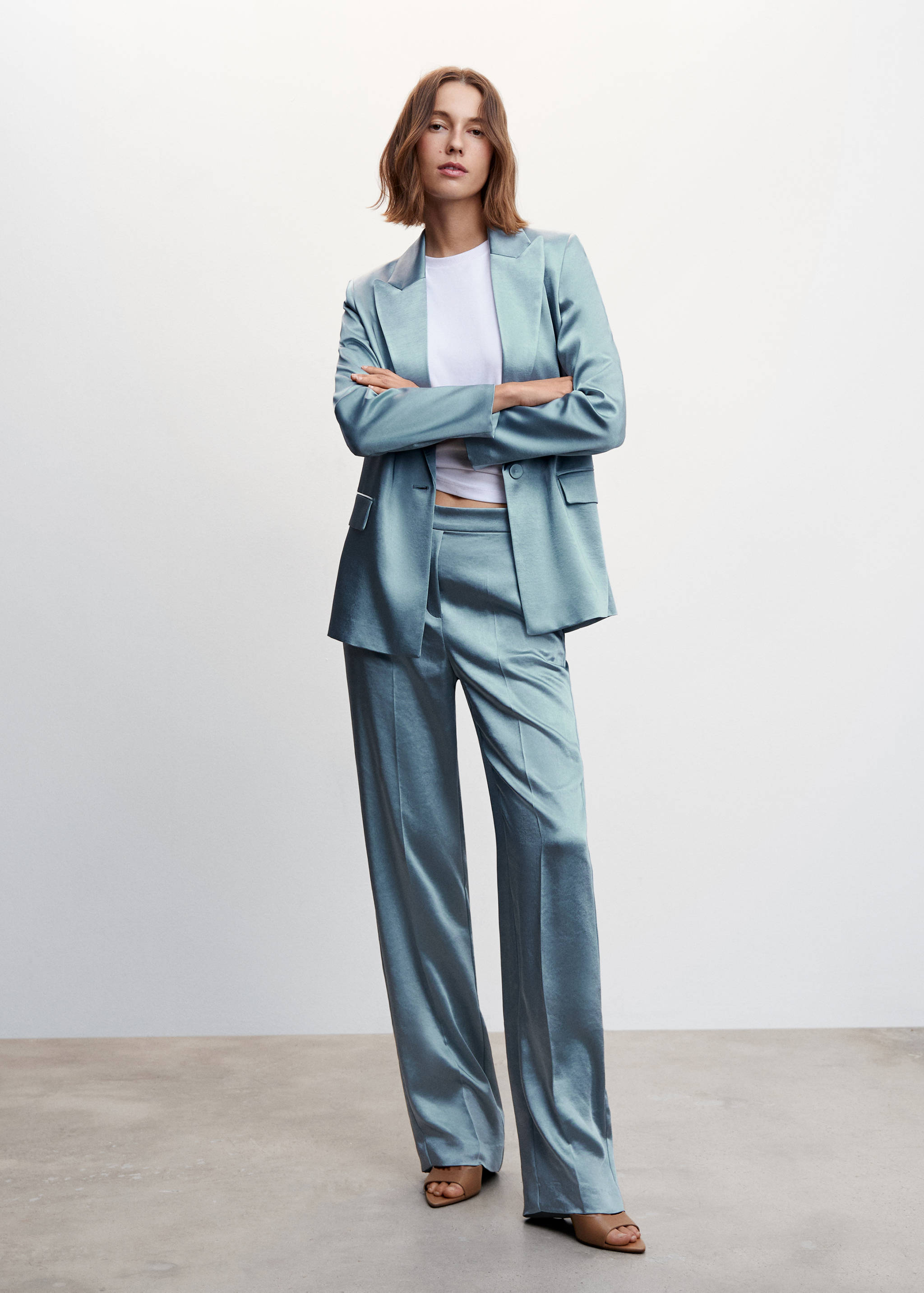 Pantalon satiné taille élastique - Plan général