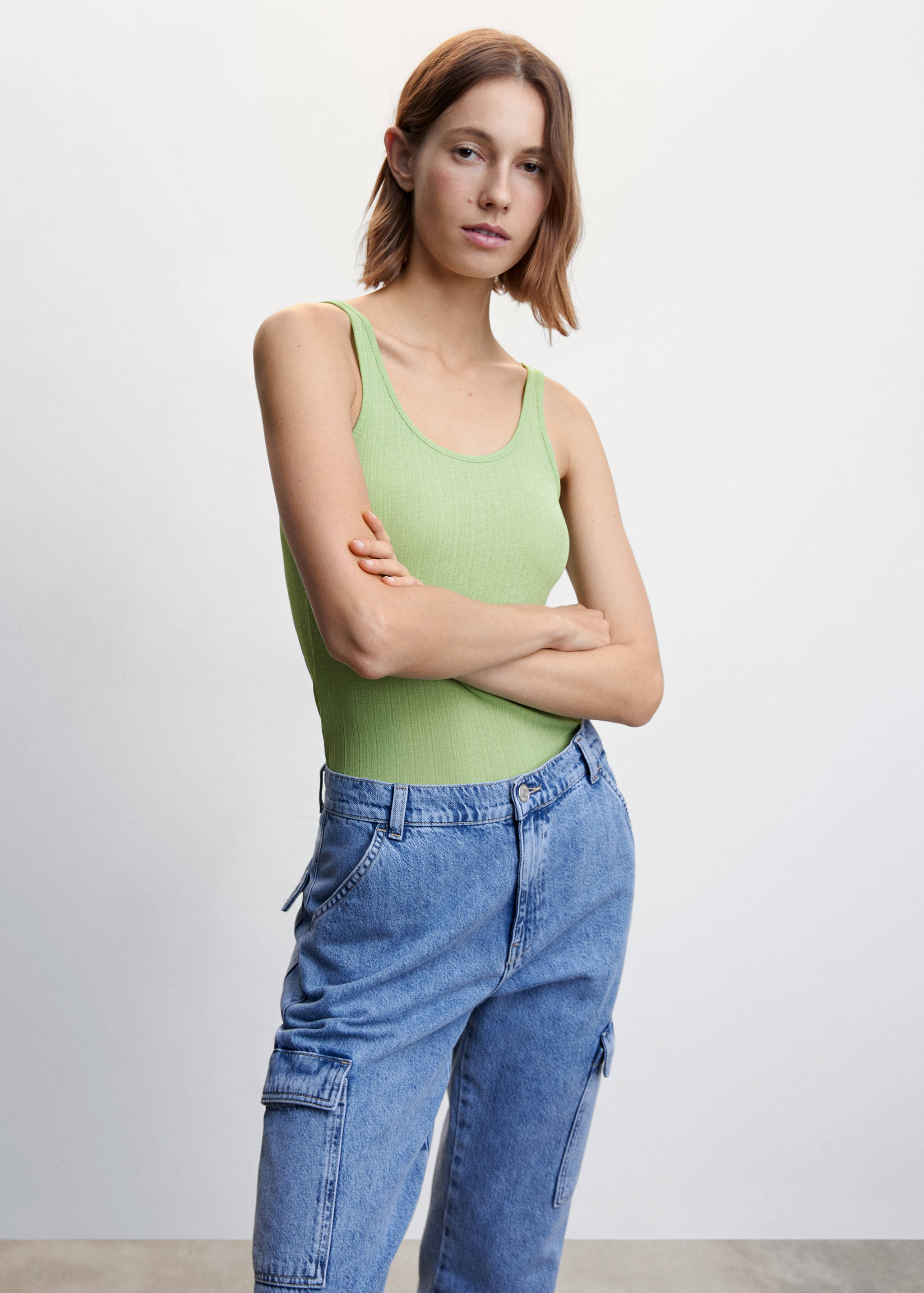 Ribbed strap T-shirt - Medium plane