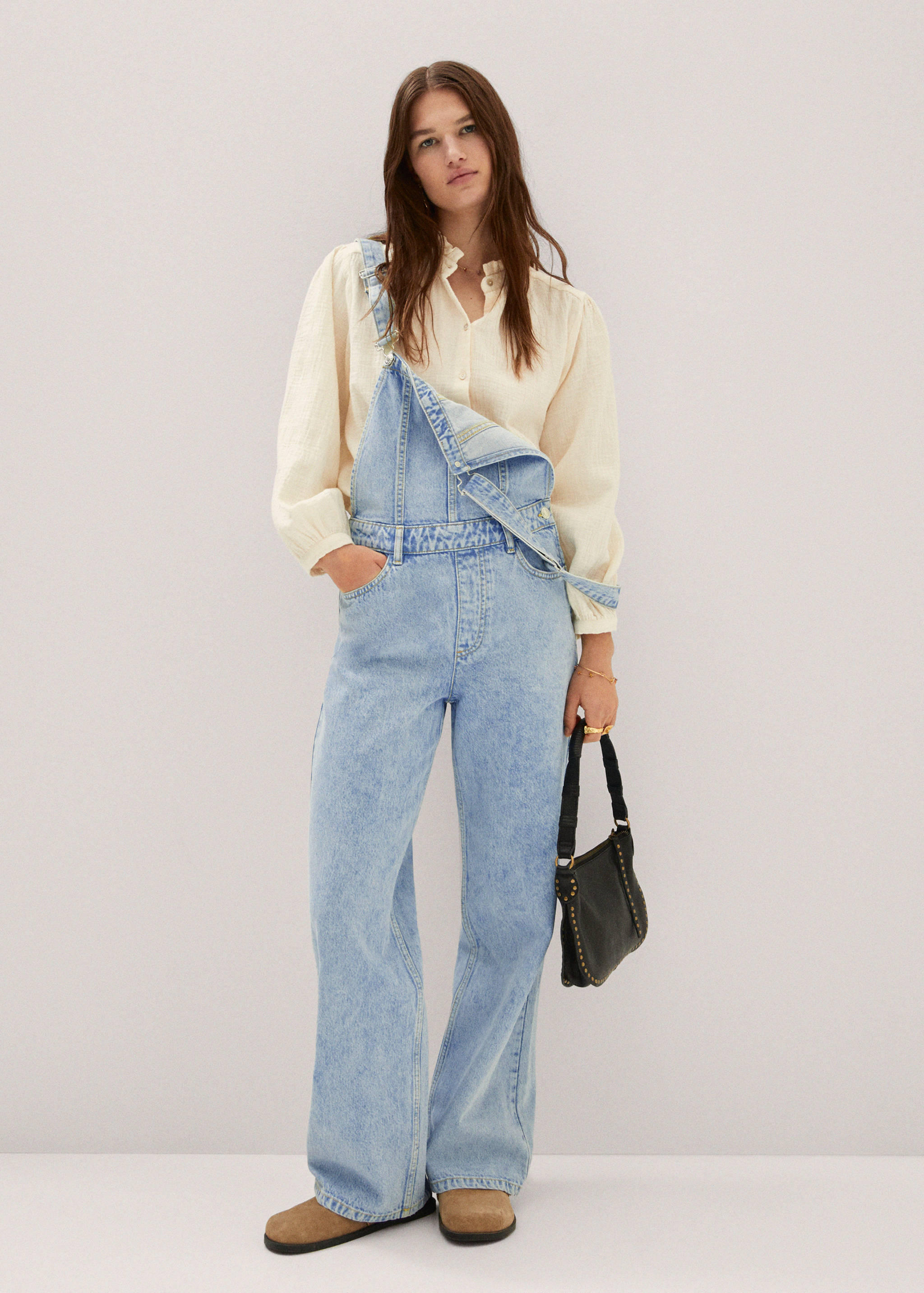 Lined denim dungarees - General plane