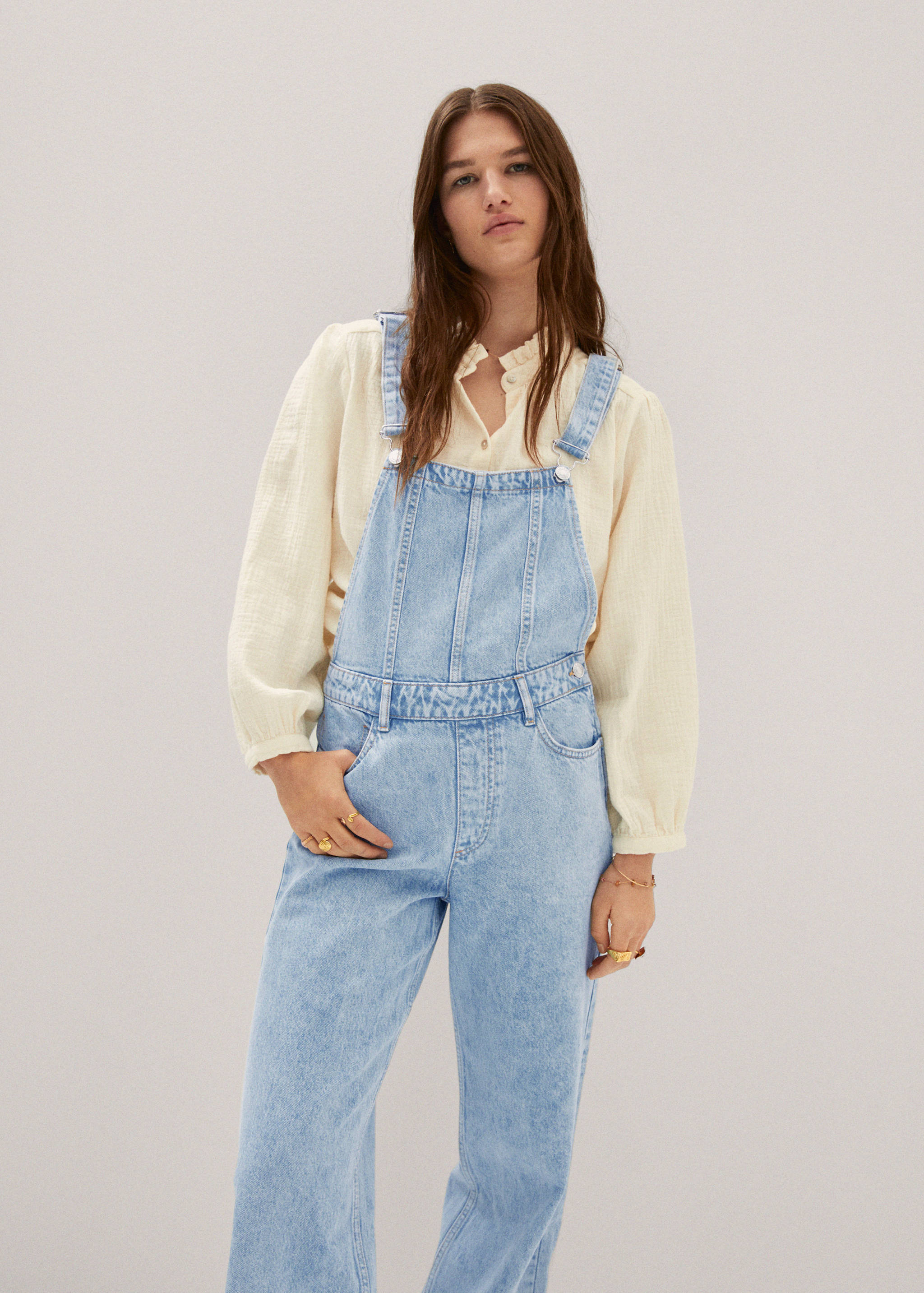 Lined denim dungarees - Medium plane