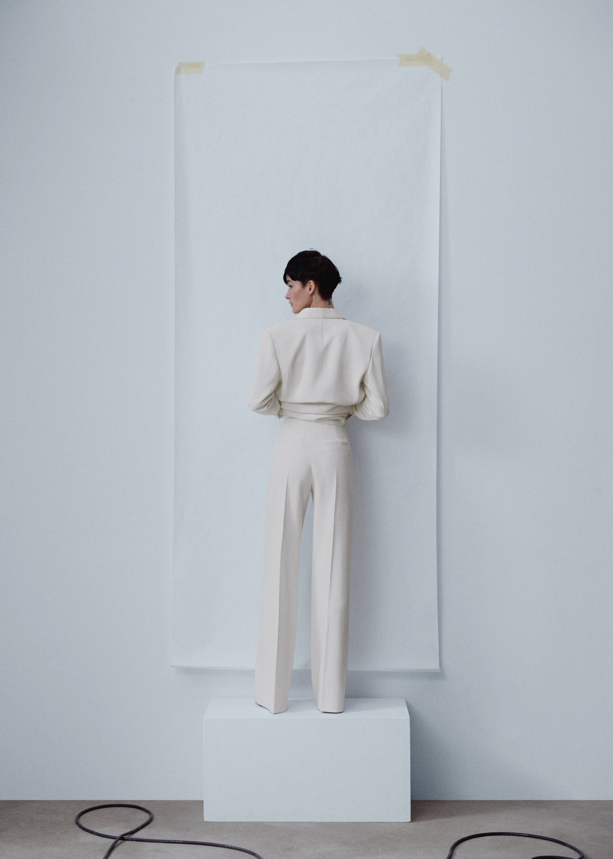 Palazzo suit trousers with satin details - Reverse of the article