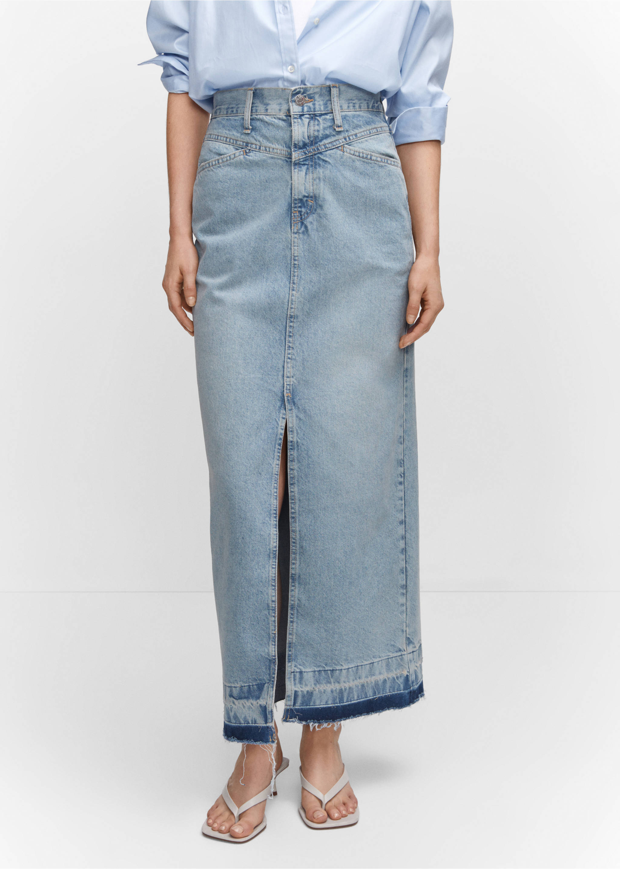 Long denim skirt - Medium plane, Light Vintage Blue. Ref: 47087140-00.