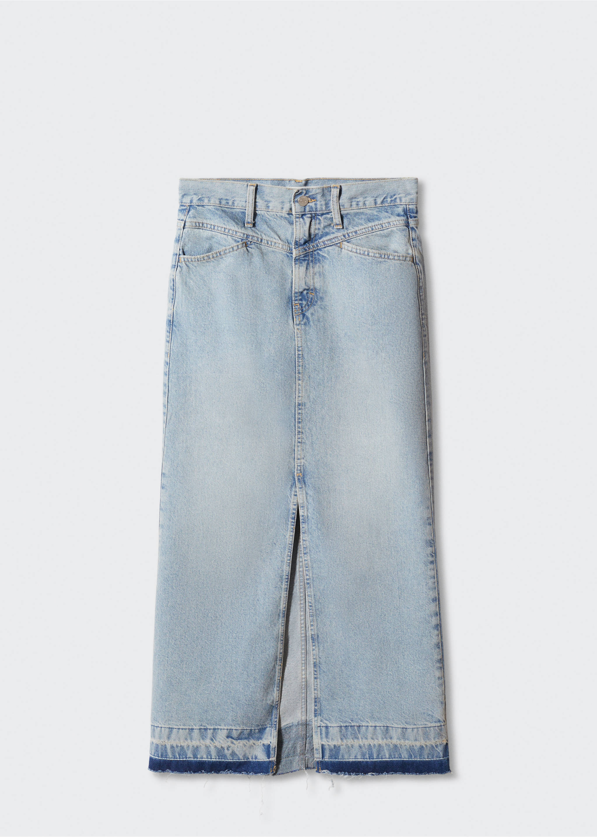 Long denim skirt - Article without model, Light Vintage Blue. Ref: 47087140-00.