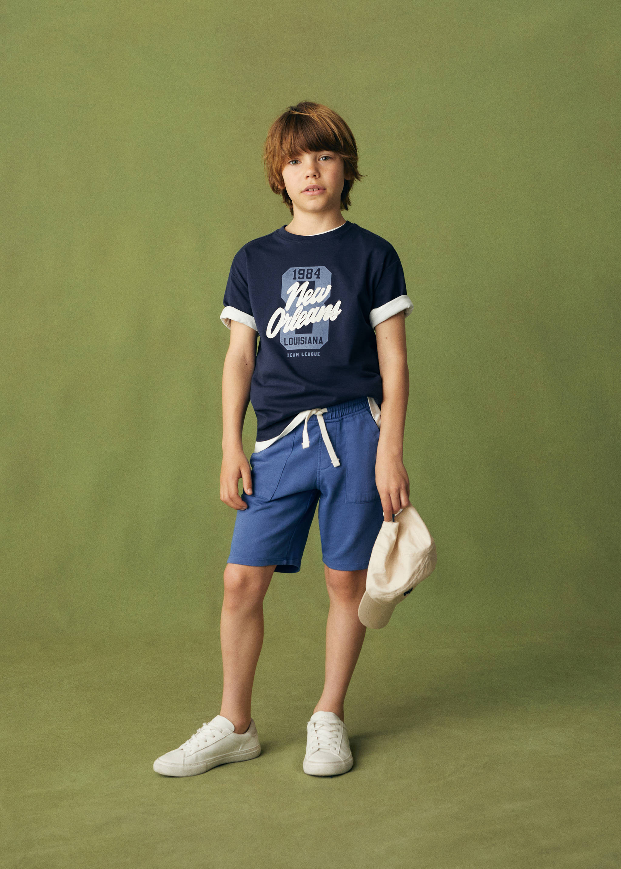 Cotton shorts with elastic waist - General plane