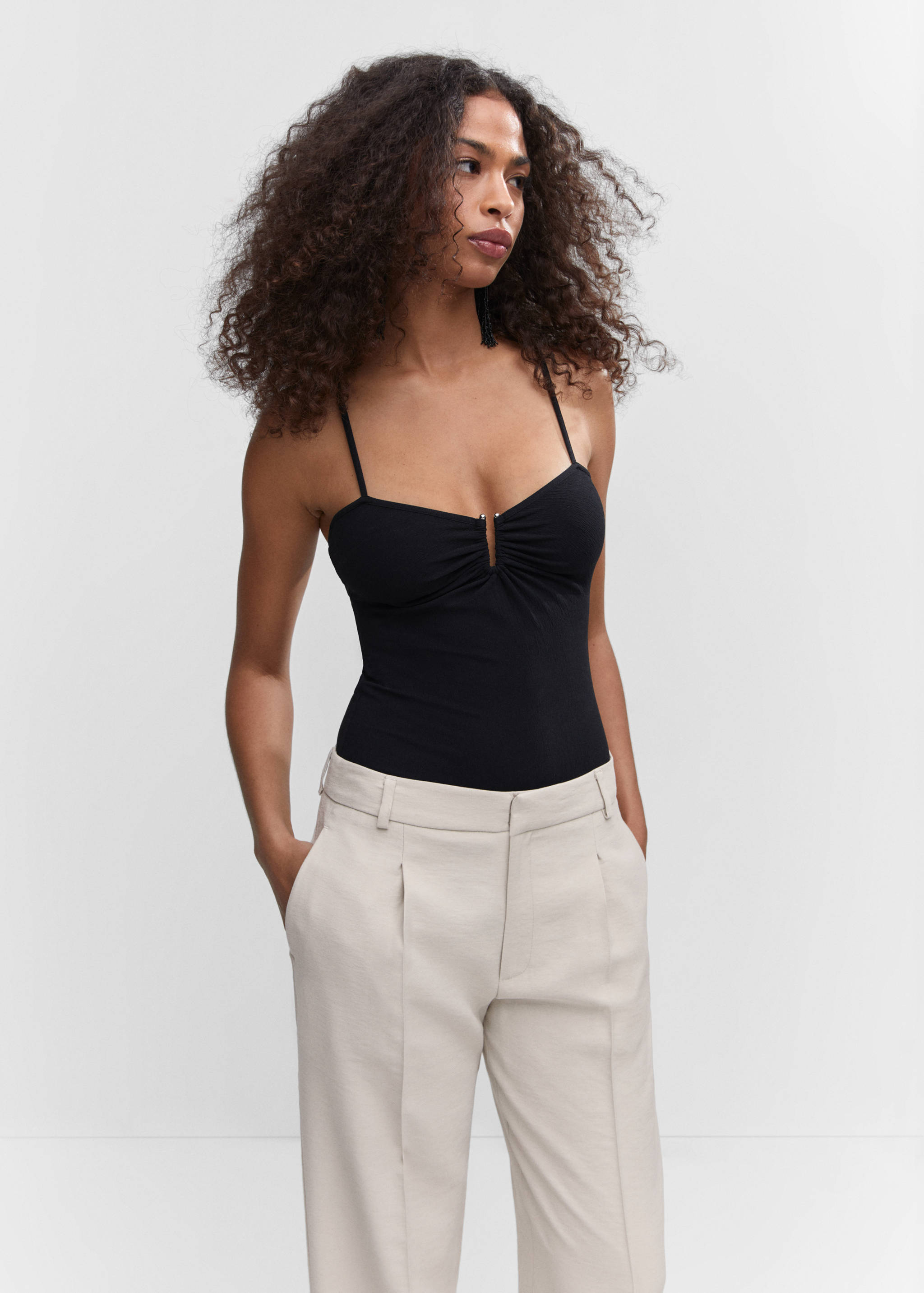 Straight-fit pleated trousers - Details of the article 1