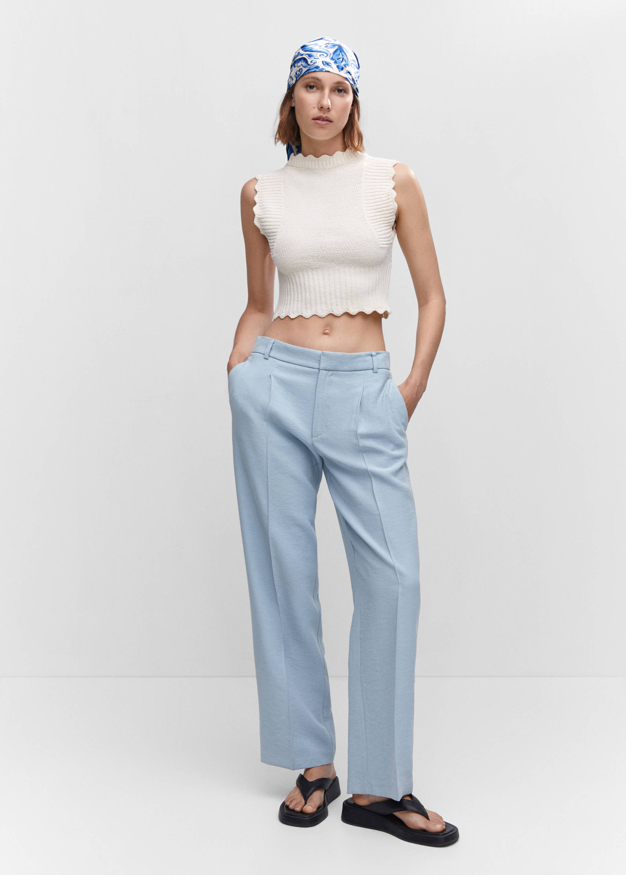 Straight-fit pleated trousers - General plane
