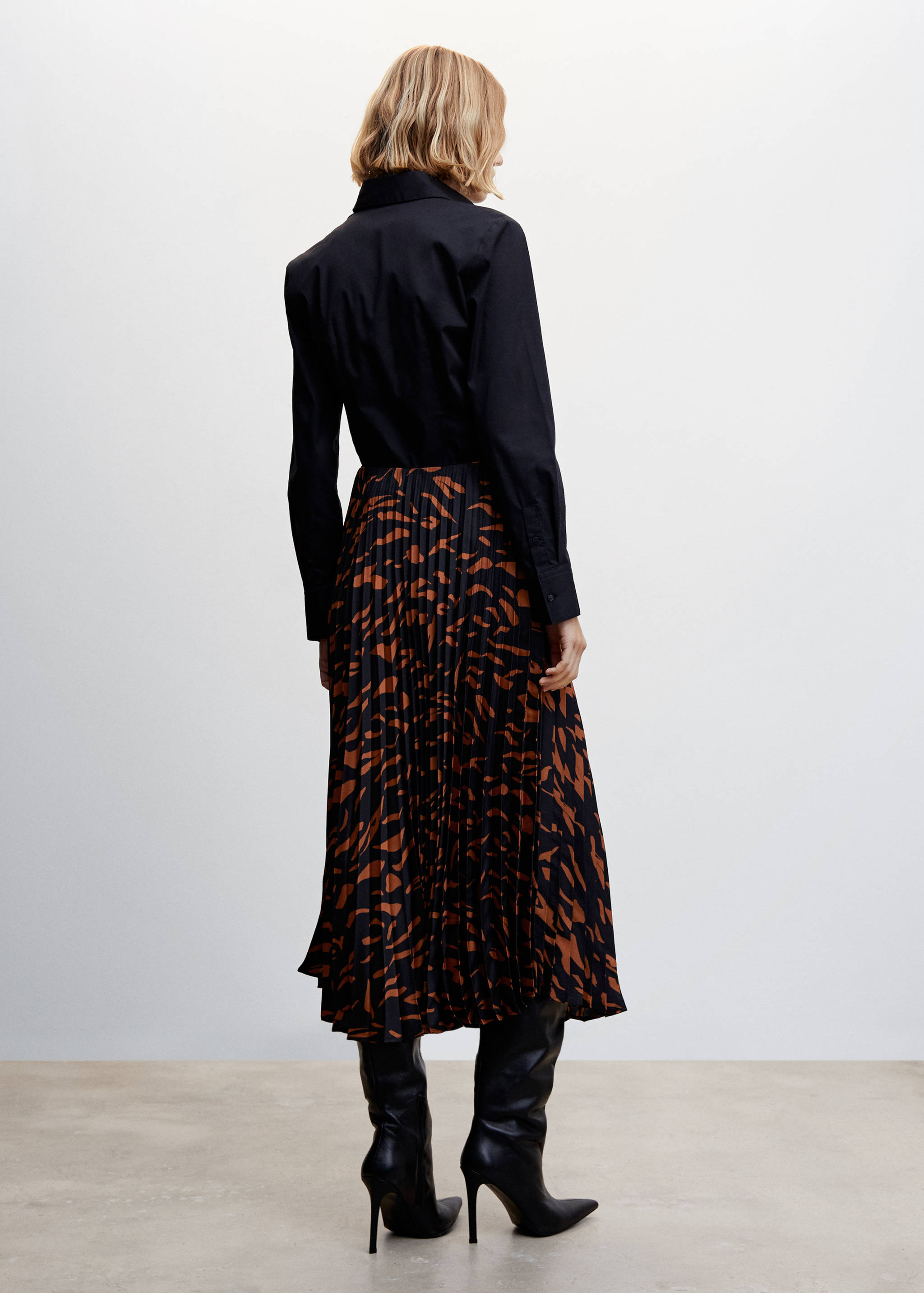 Φούστα πλισέ αφηρημένο τύπωμα - Πίσω όψη προϊόντος