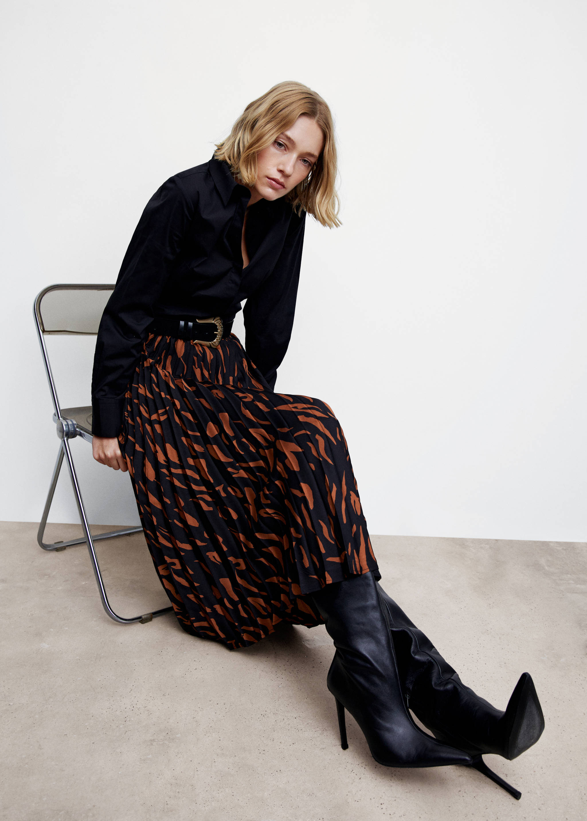 Φούστα πλισέ αφηρημένο τύπωμα - Λεπτομέρεια του προϊόντος 1