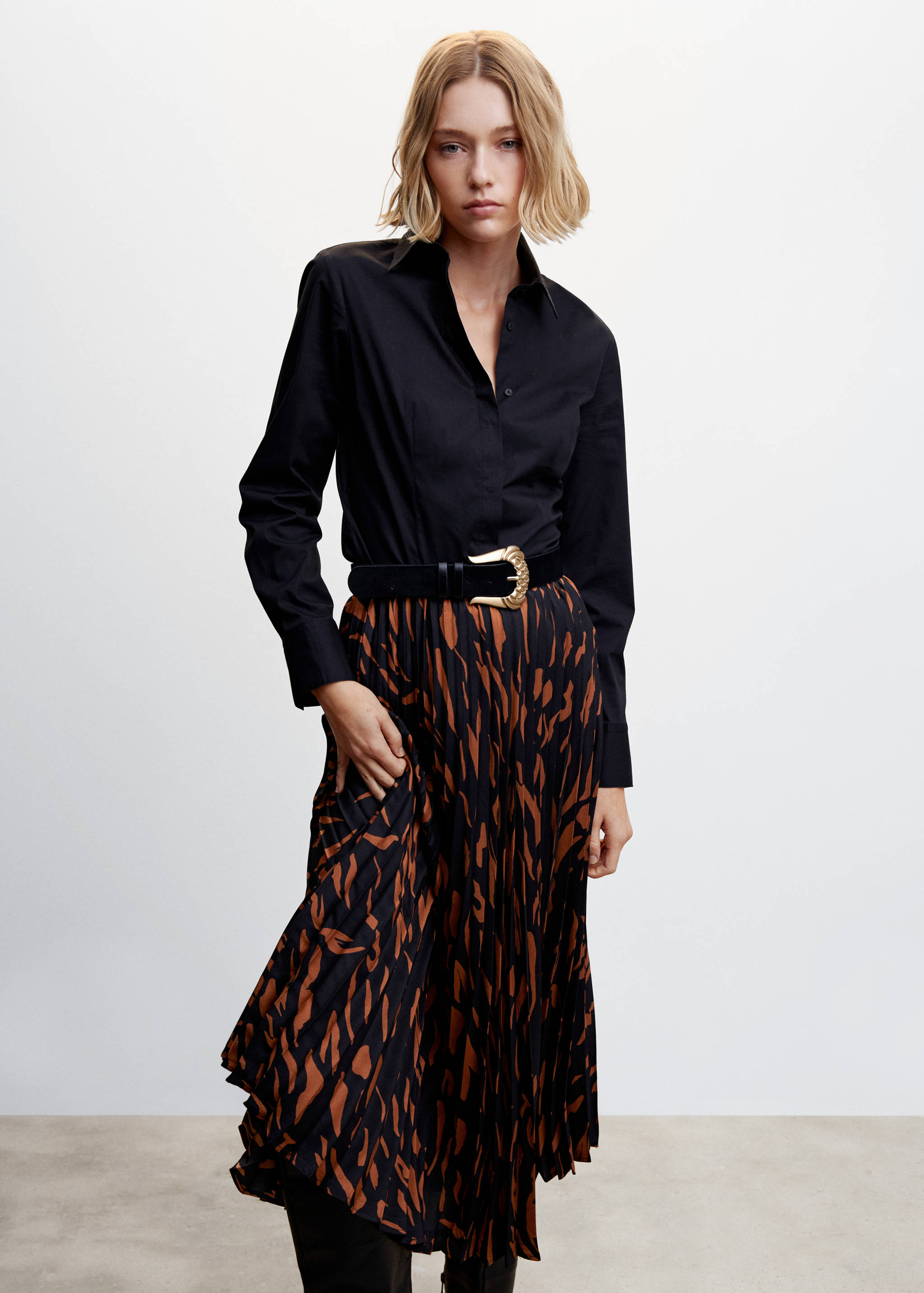 Φούστα πλισέ αφηρημένο τύπωμα - Λεπτομέρεια του προϊόντος 6