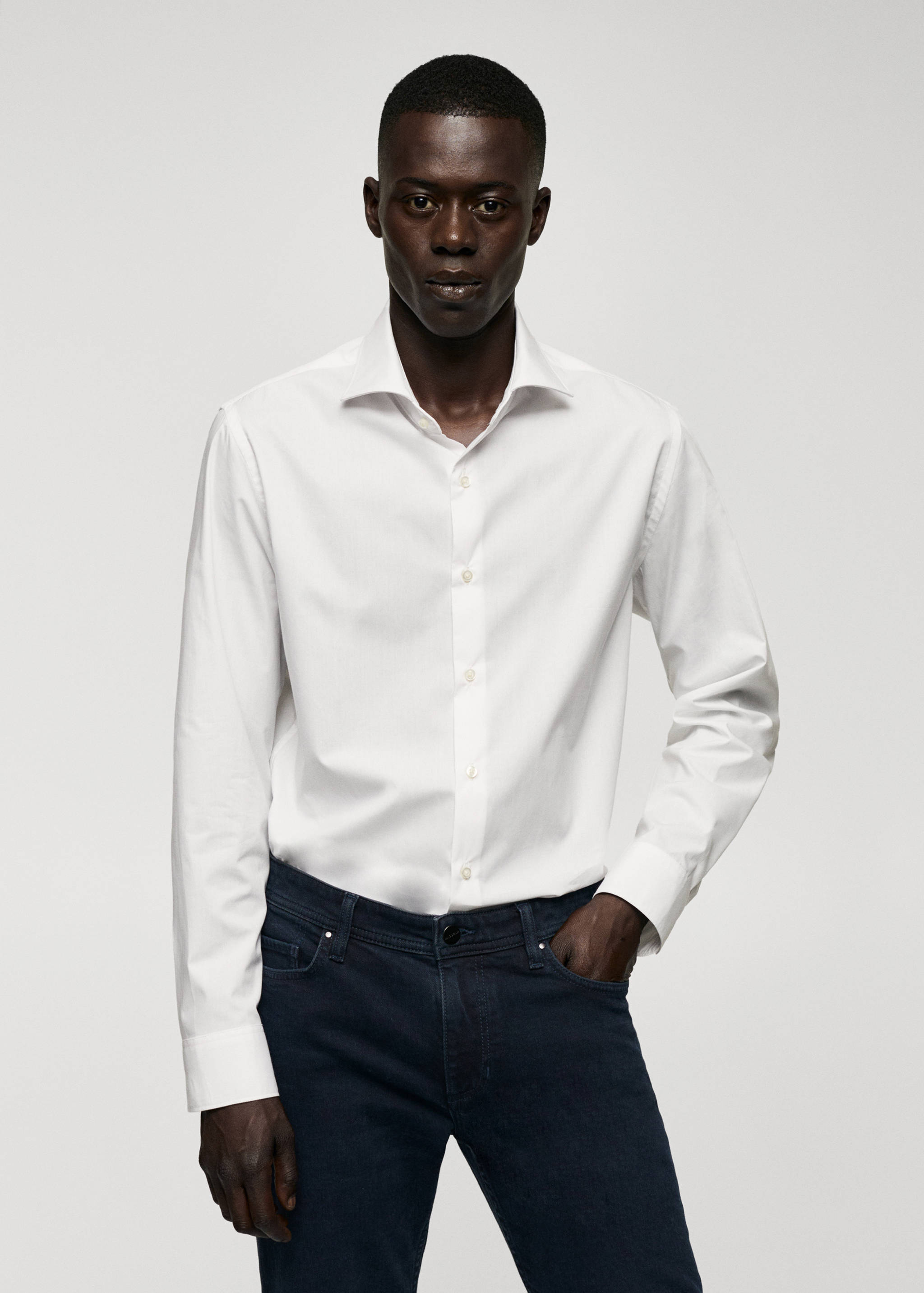 Slim fit stretch cotton shirt - Medium plane