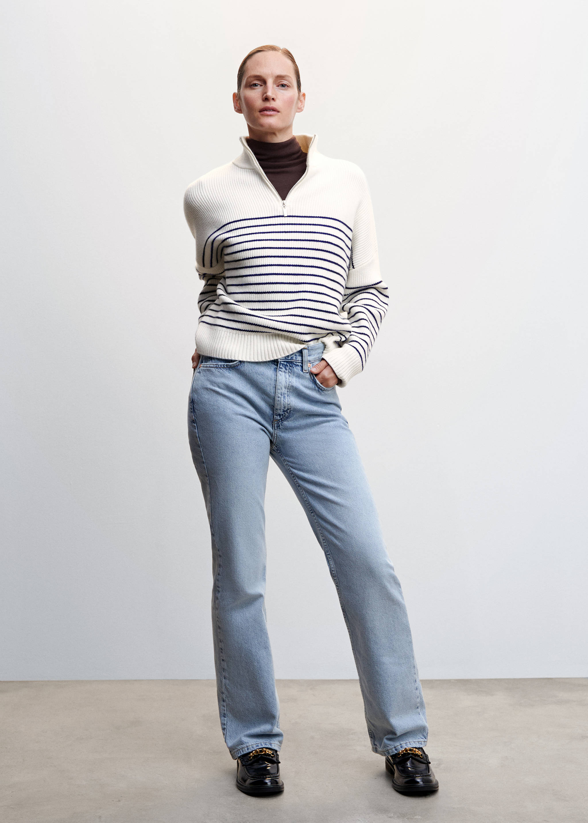 Striped sweater with zip - General plane