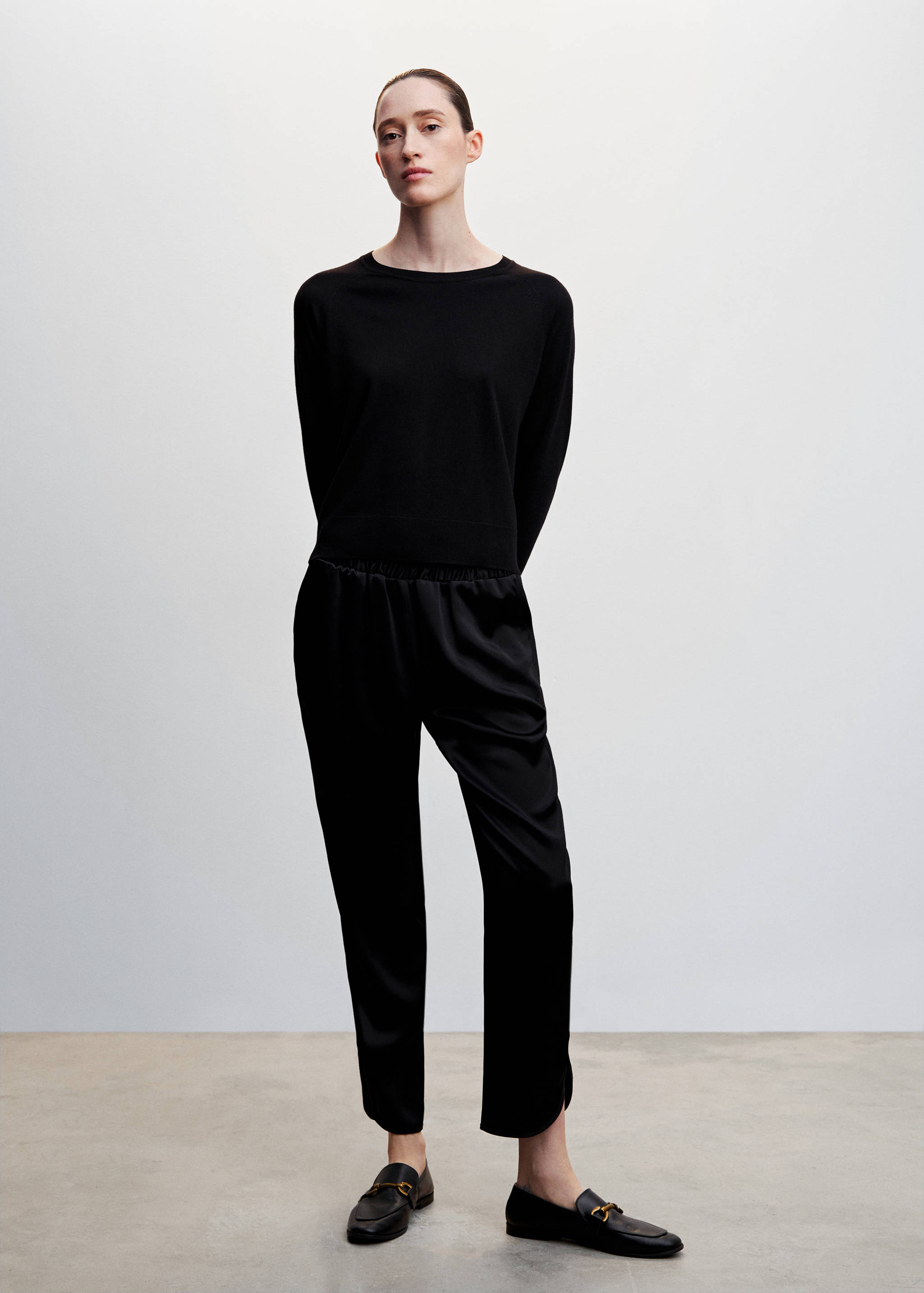 Satin pants with elastic waist - General plane