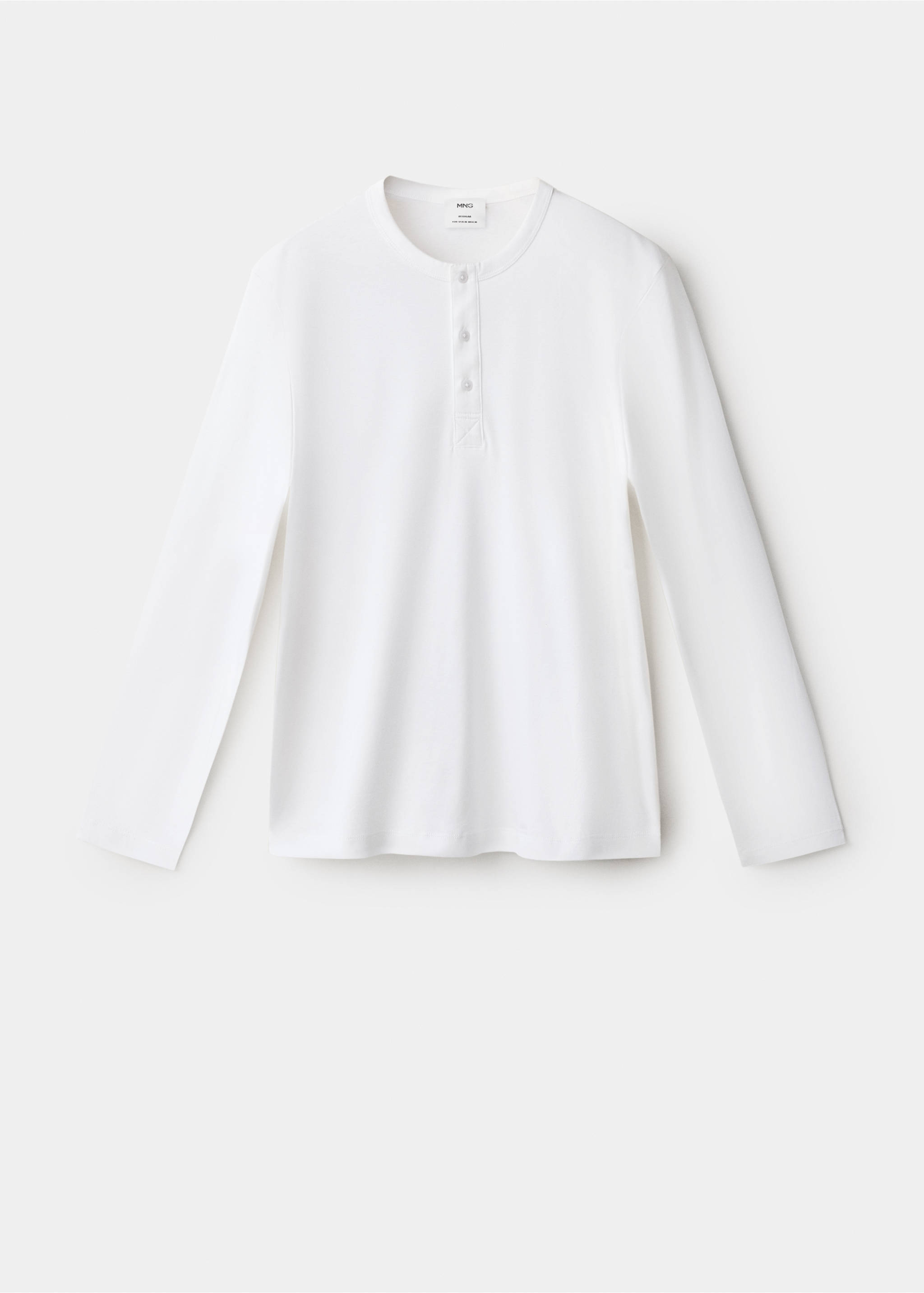 Camiseta blanca de manga larga con botonera, Blanco. Ref: 47091350-00.