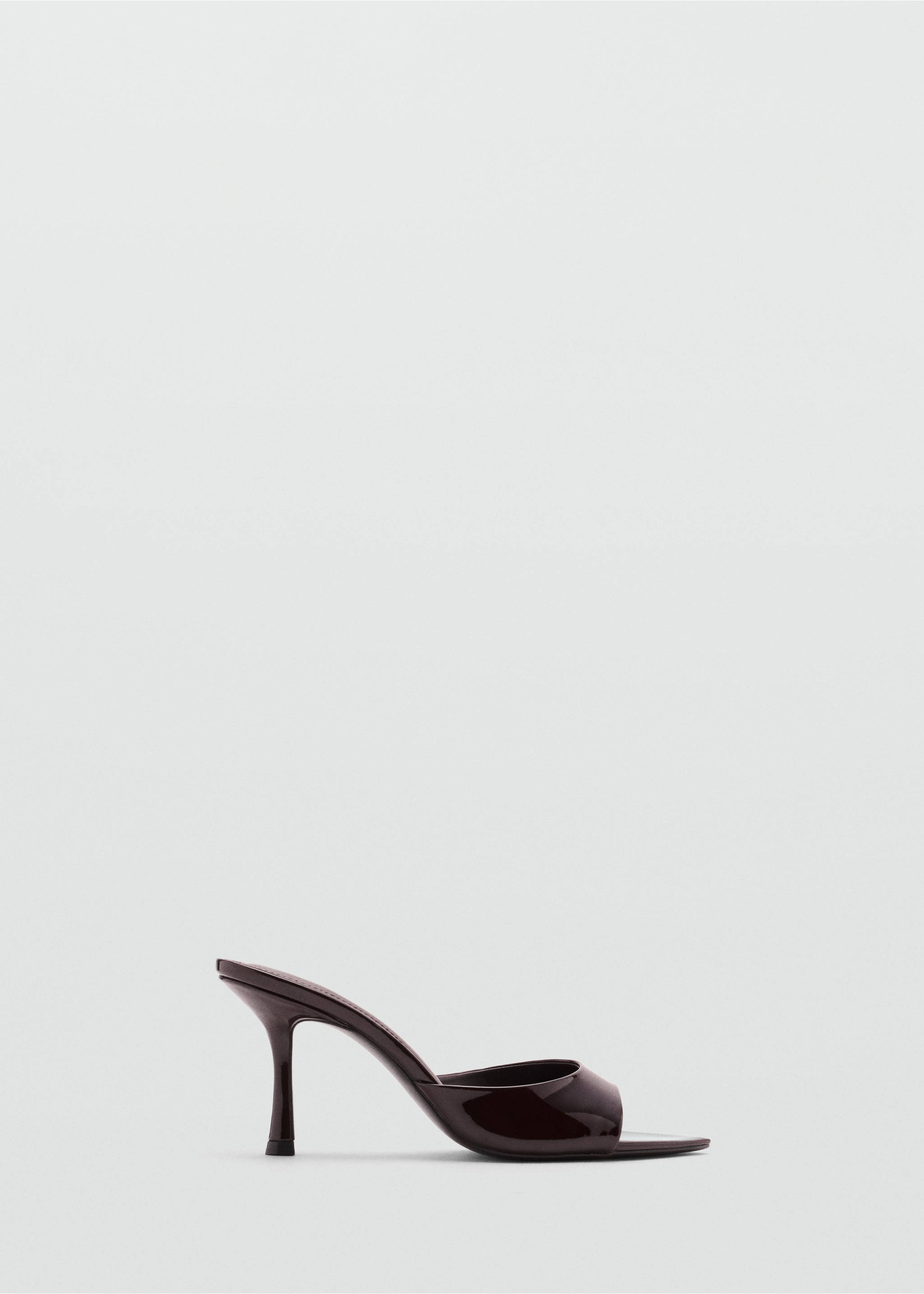 Dark burgundy patent heeled sandal with a pointed toe and stiletto heel., Burgundy. Ref: 47091380-00.