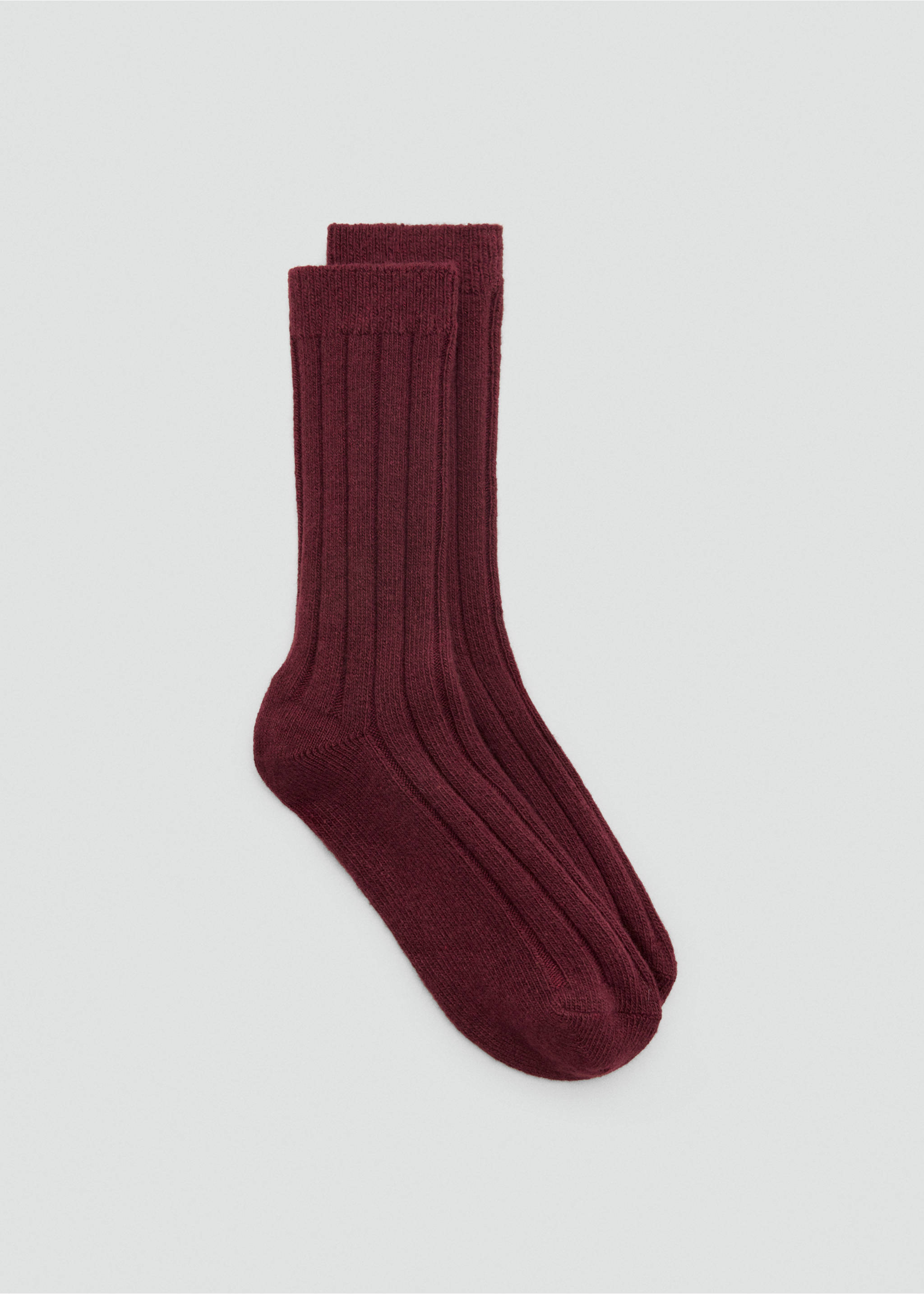 Burgundy ribbed socks with elasticated cuffs., Burgundy. Ref: 47091381-00.
