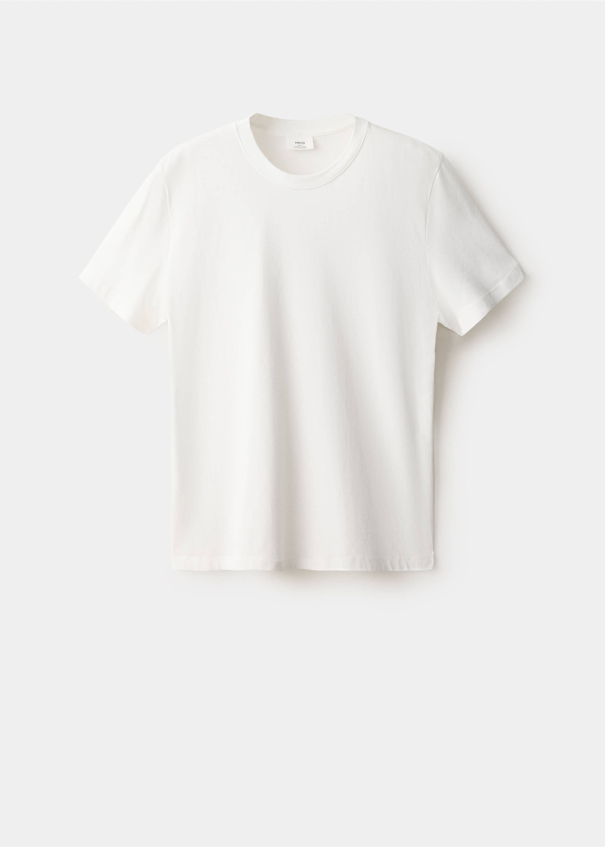 Off-white short-sleeved t-shirt with a crew neckline., White. Ref: 47091412-00.