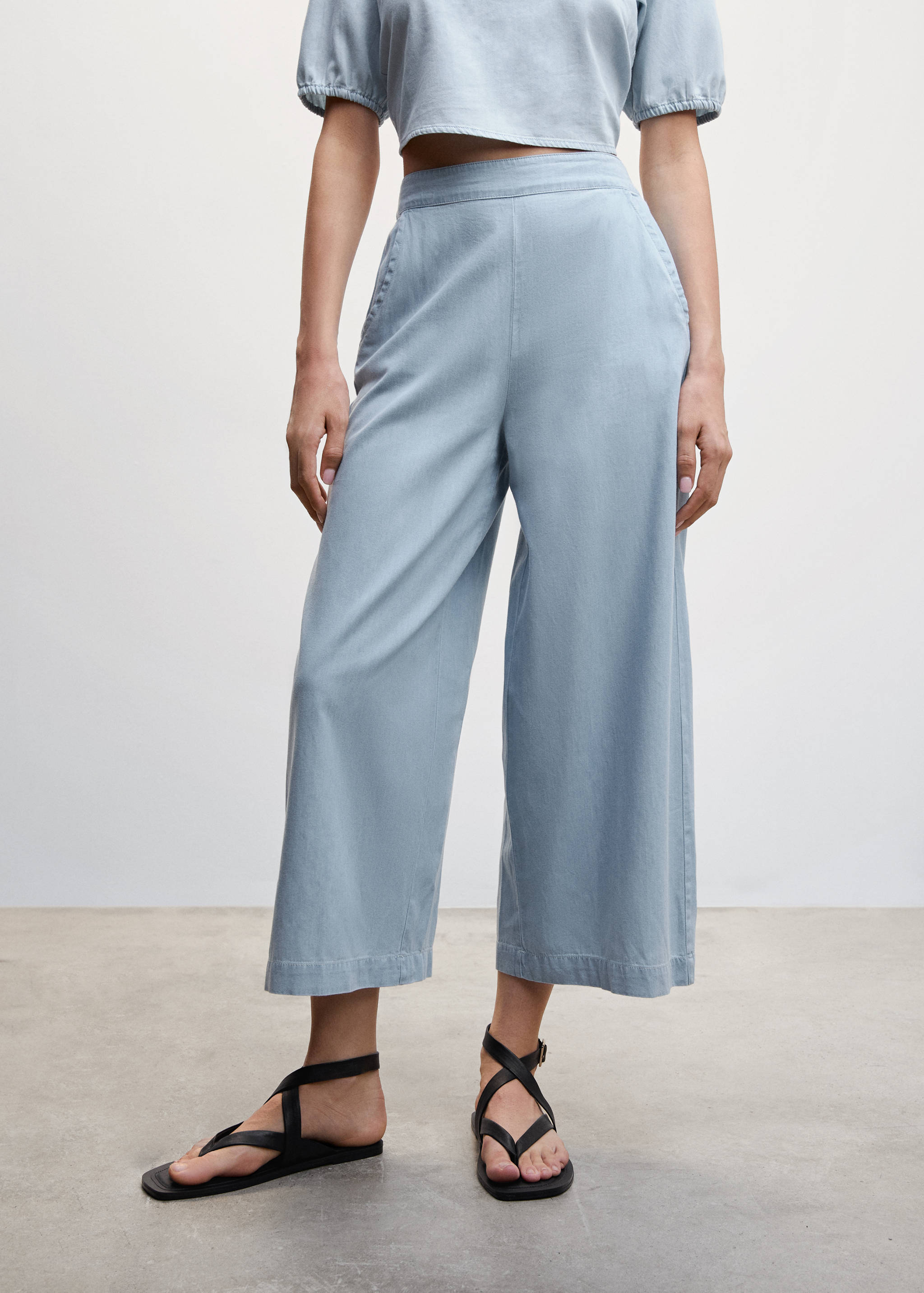 天丝棉质阔腿裤 - null