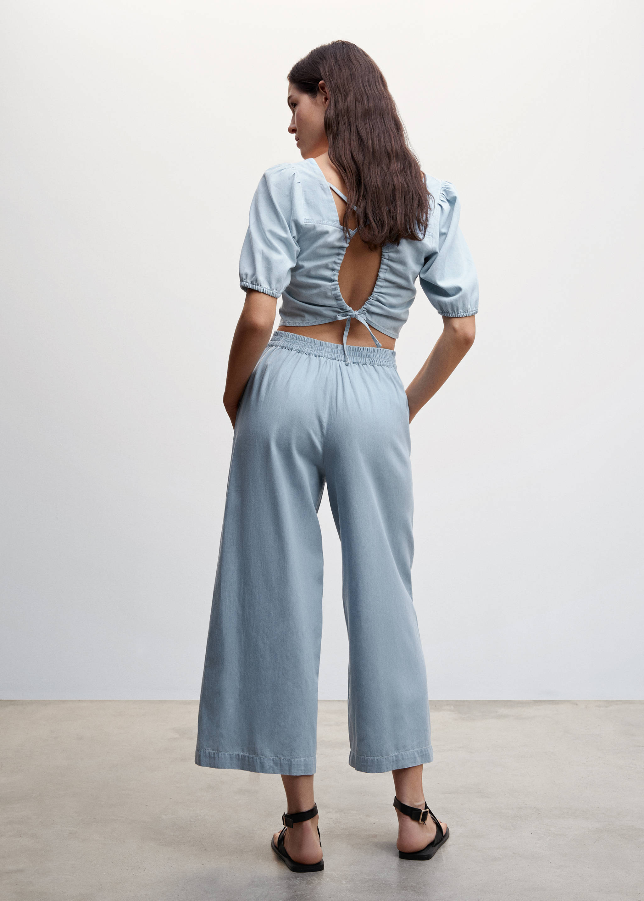 天丝棉质阔腿裤 - null